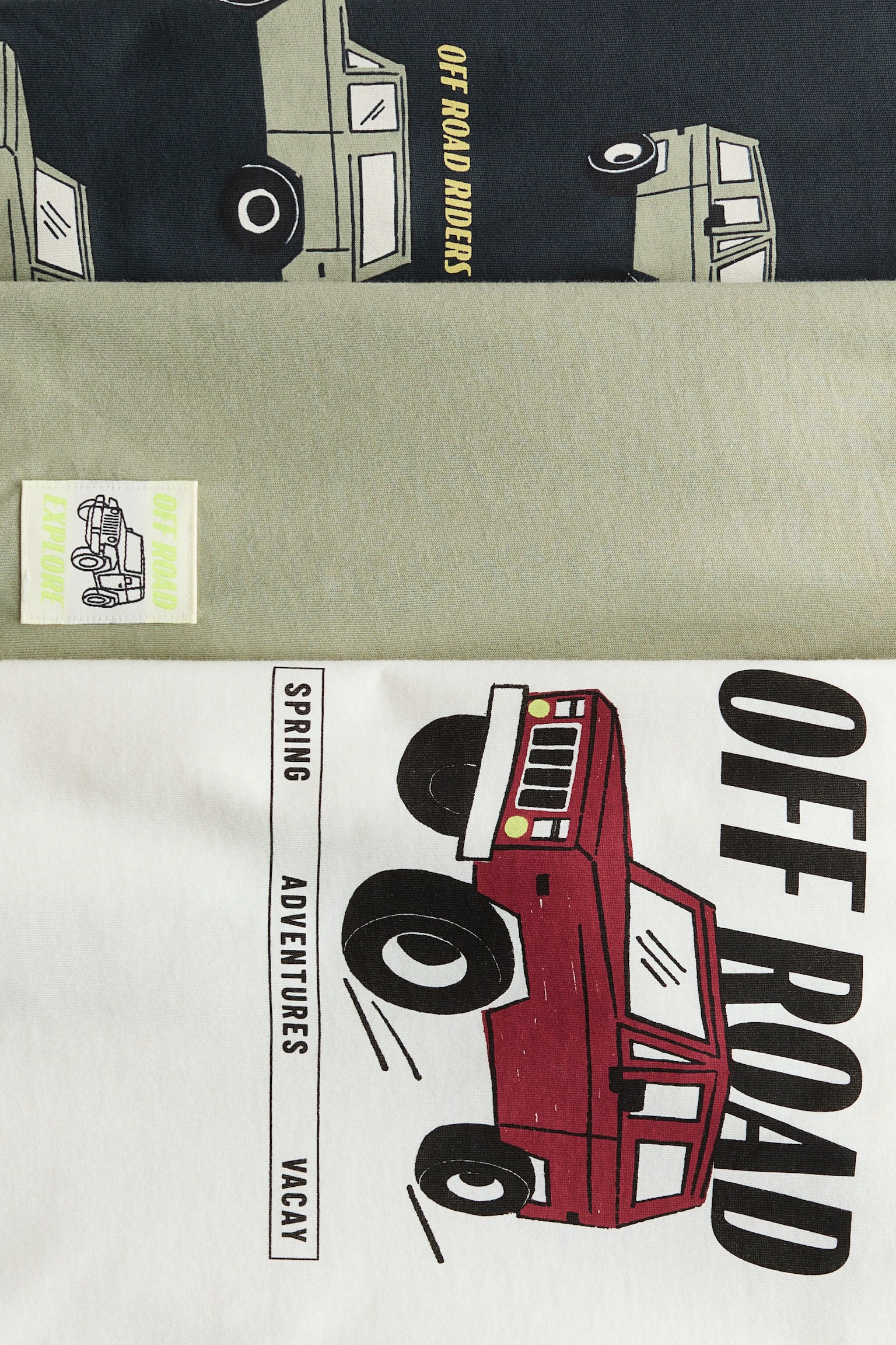 Σετ με 3 T-shirt με τύπωμα - Χακί/Off road/Χακί/δεινόσαυροι/Μπλε/ποδόσφαιρο/Μπεζ/δεινόσαυροι/Τιρκουάζ/σανίδες του σερφ/Μπλε/τρακτέρ/Ανοιχτό πράσινο/κροκόδειλοι/Τιρκουάζ/Dinoriffic/Τιρκουάζ/ζώα - 2