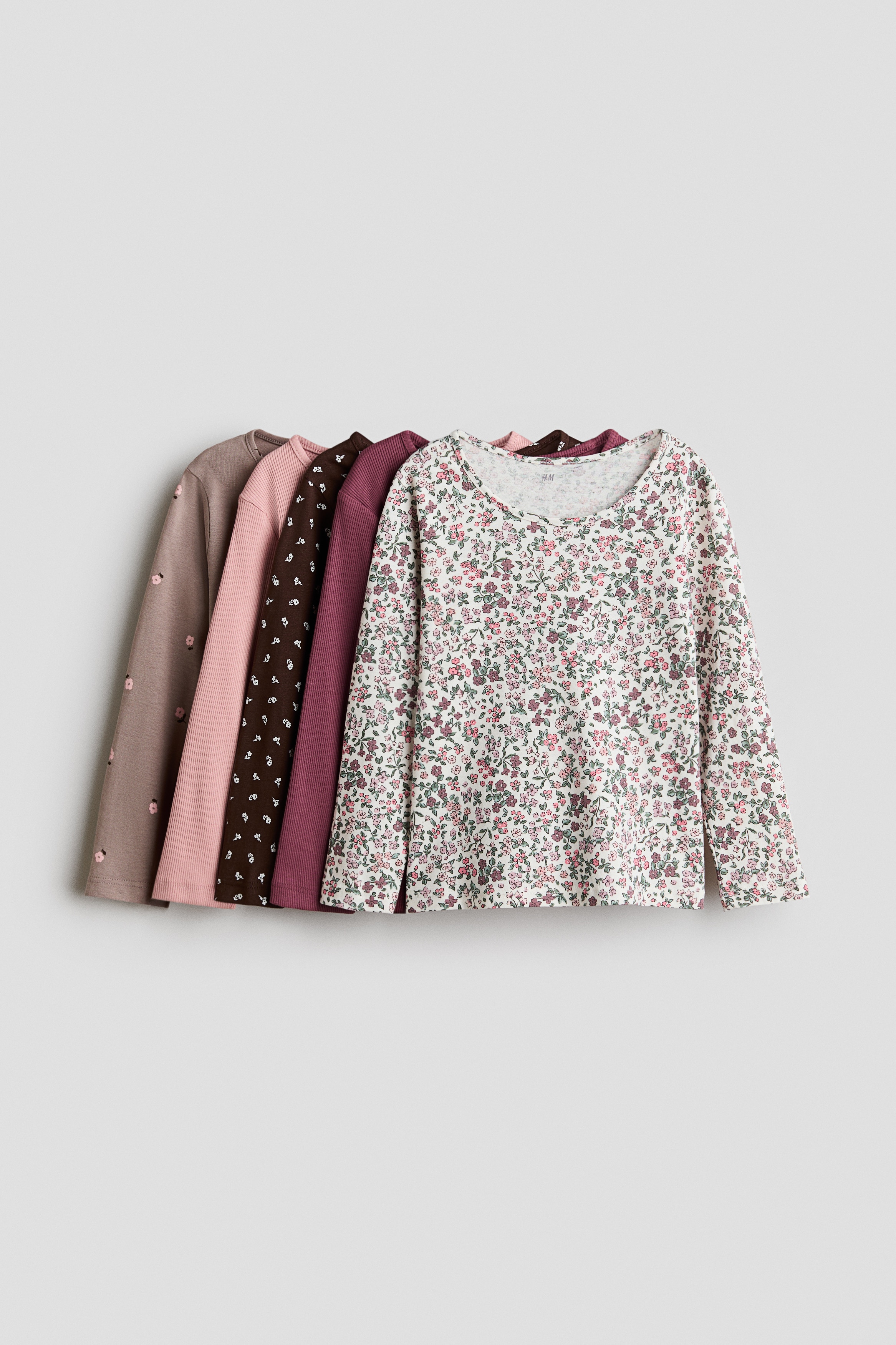 Set van 5 katoenen tops met lange mouwenModel