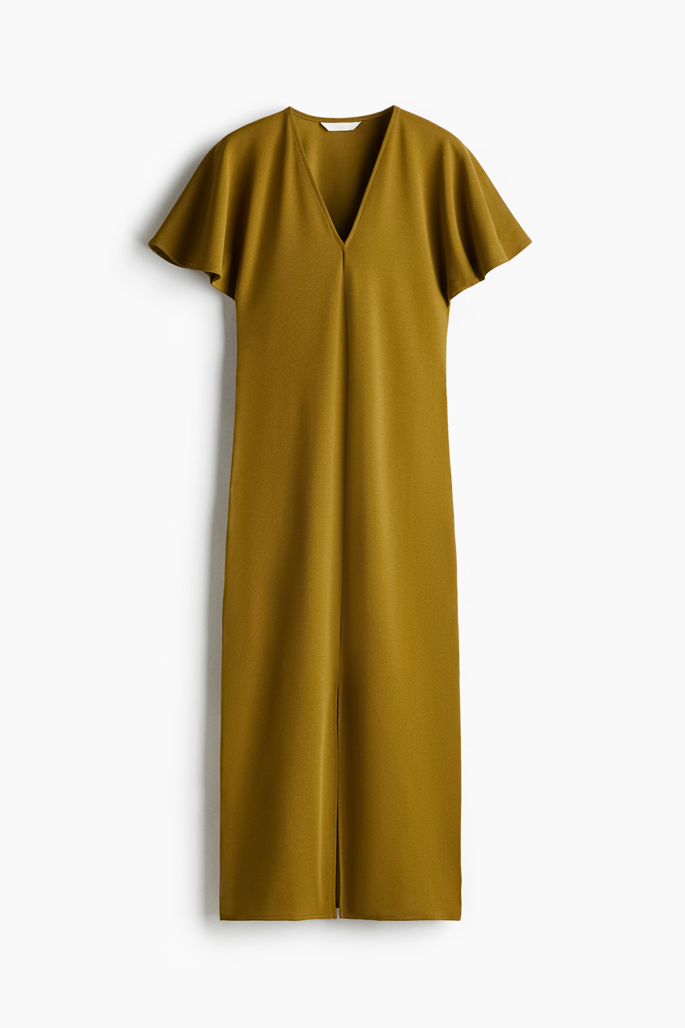 Φόρεμα από interlock ζέρσεϊ με ντεκολτέ σε σχήμα V - Λαδί