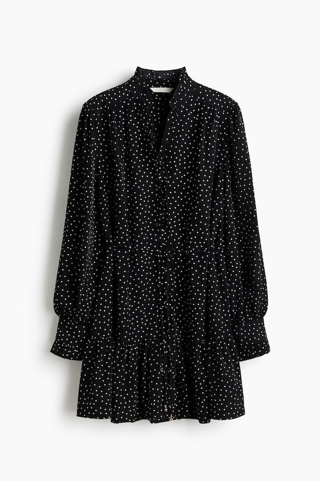 Ruffle-Trimmed Dress - Black/dotted - 1