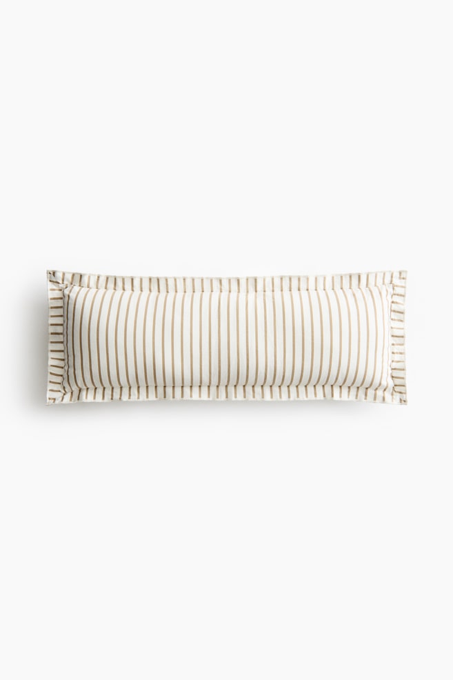 Rectangular Linen-Blend Cushion Cover - Beige/striped/White/yellow striped/Light beige/striped - 1