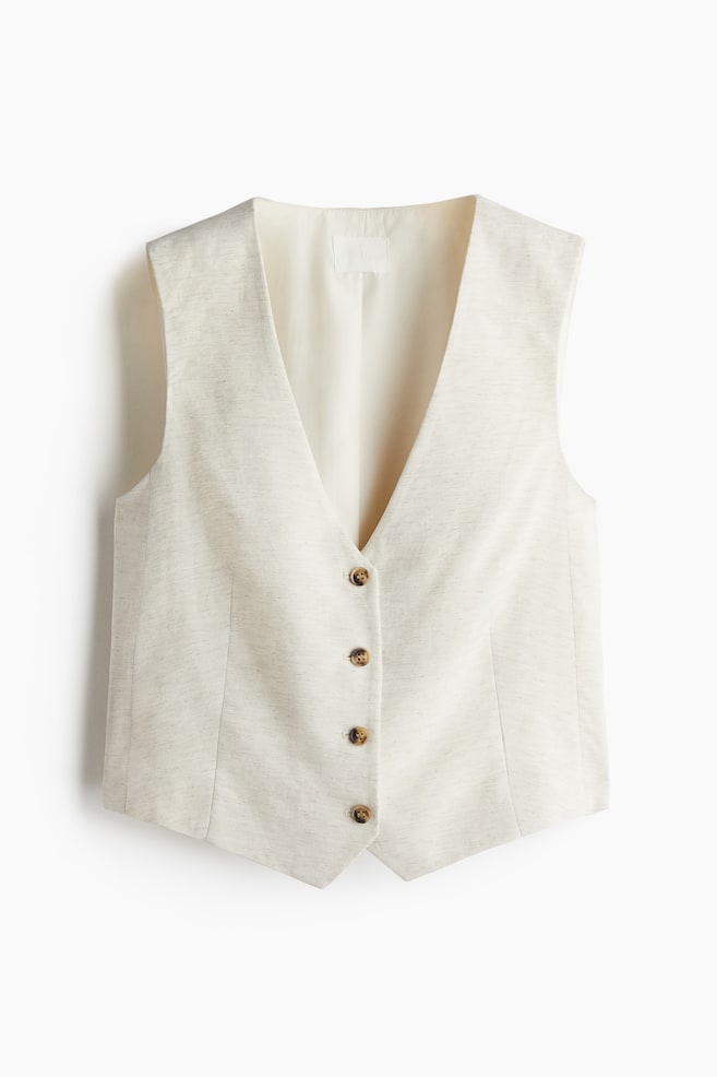 Elegante Anzugweste - Hellbeigemeliert/White - 1