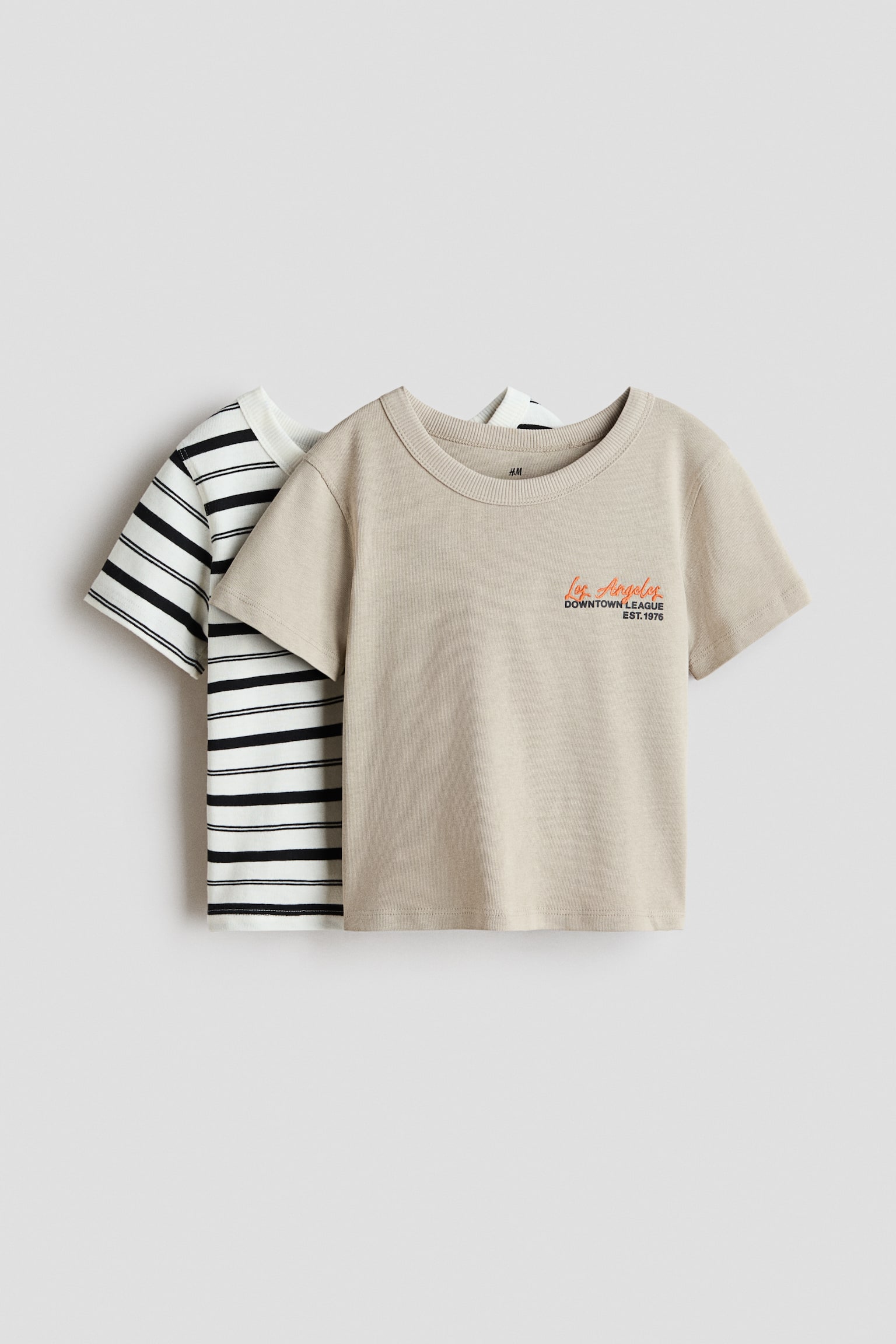 2-pack cotton T-shirts - Beige/Los Angeles