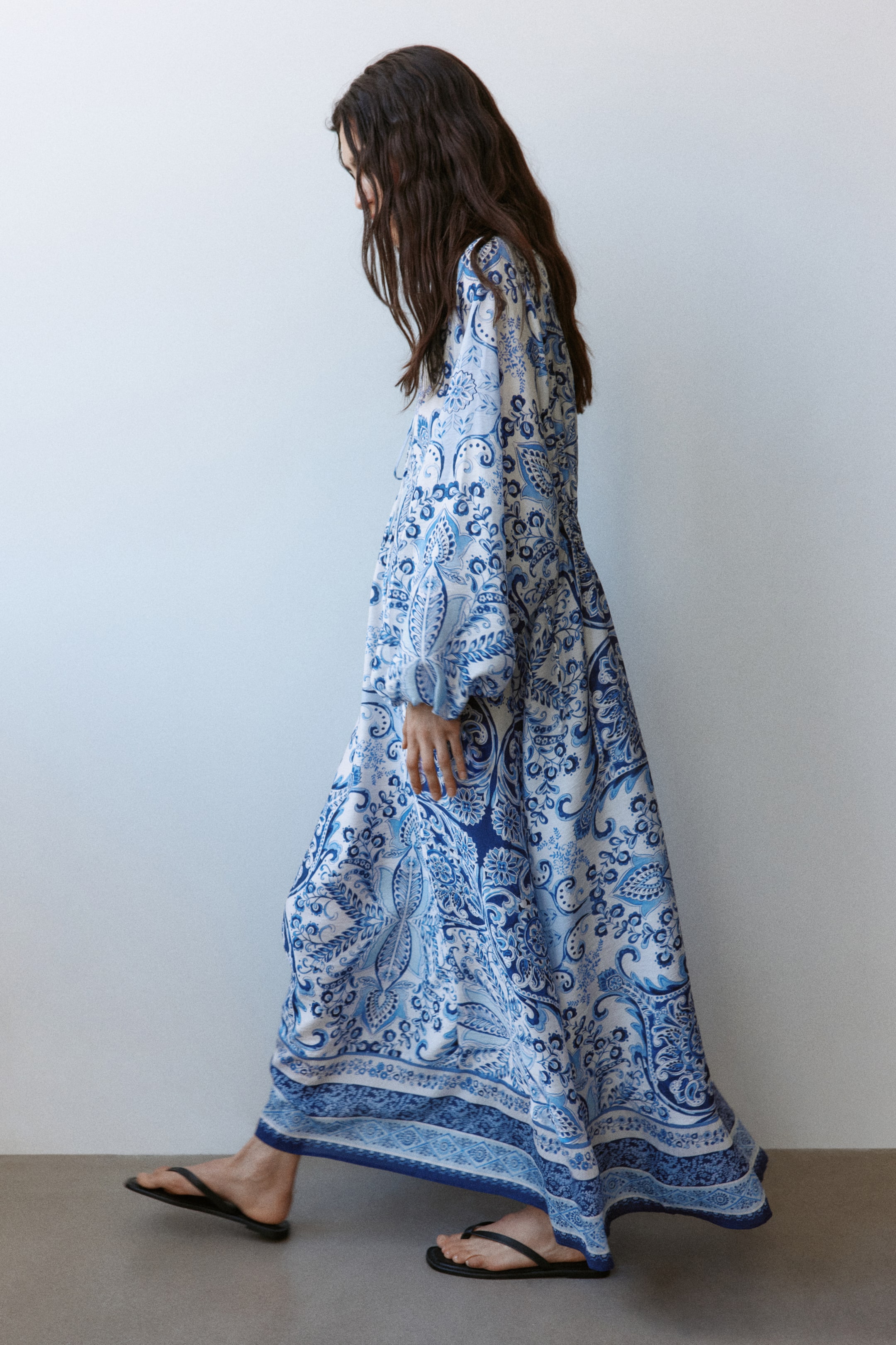Balloon-Sleeved Tunic Dress