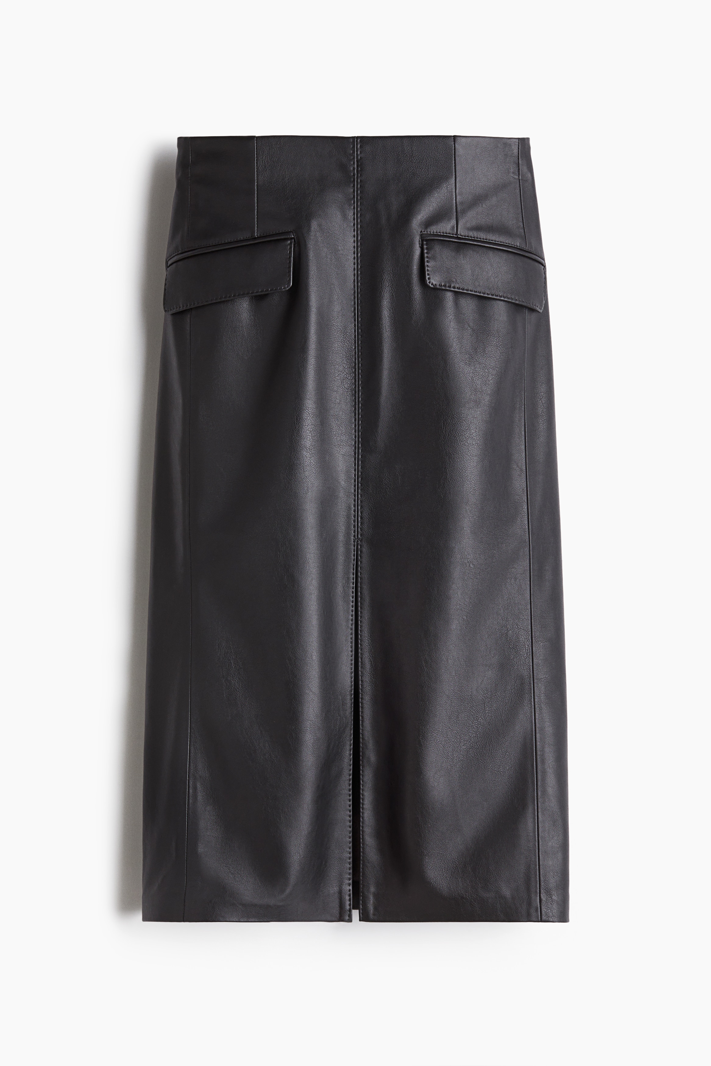 Coated pencil skirt - Zwart