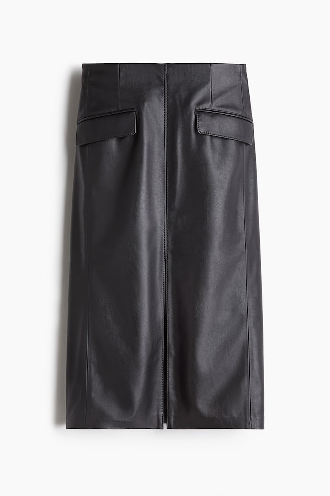 Coated pencil skirt - Black - 1