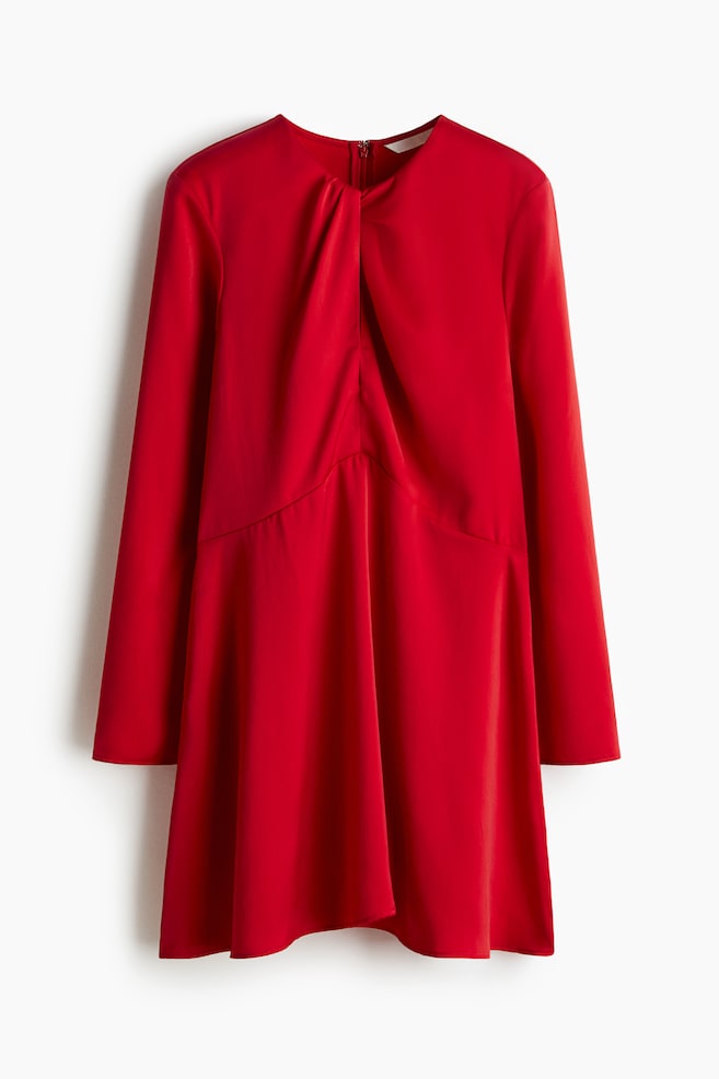 Twist-detail dress - Red/Burgundy/Black - 1