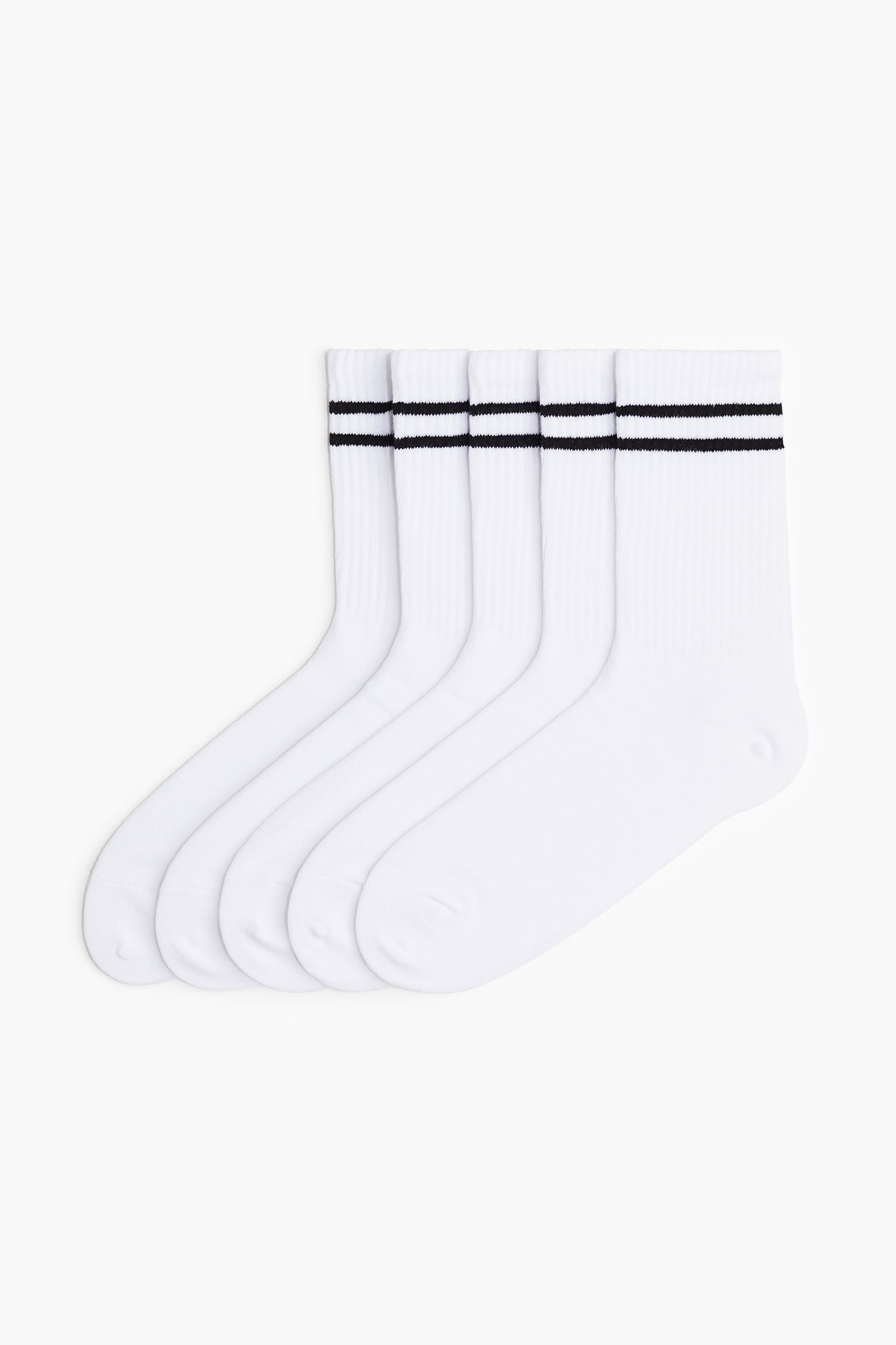 Носки DryMove™ Sports для мужчин, 5 шт. — H&M, цвет: Белый / Полосатый — фото 1