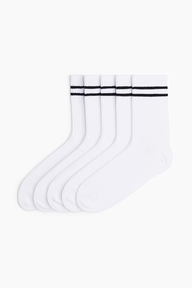 5-pack sports socks with DryMove™ - White/Striped - 1