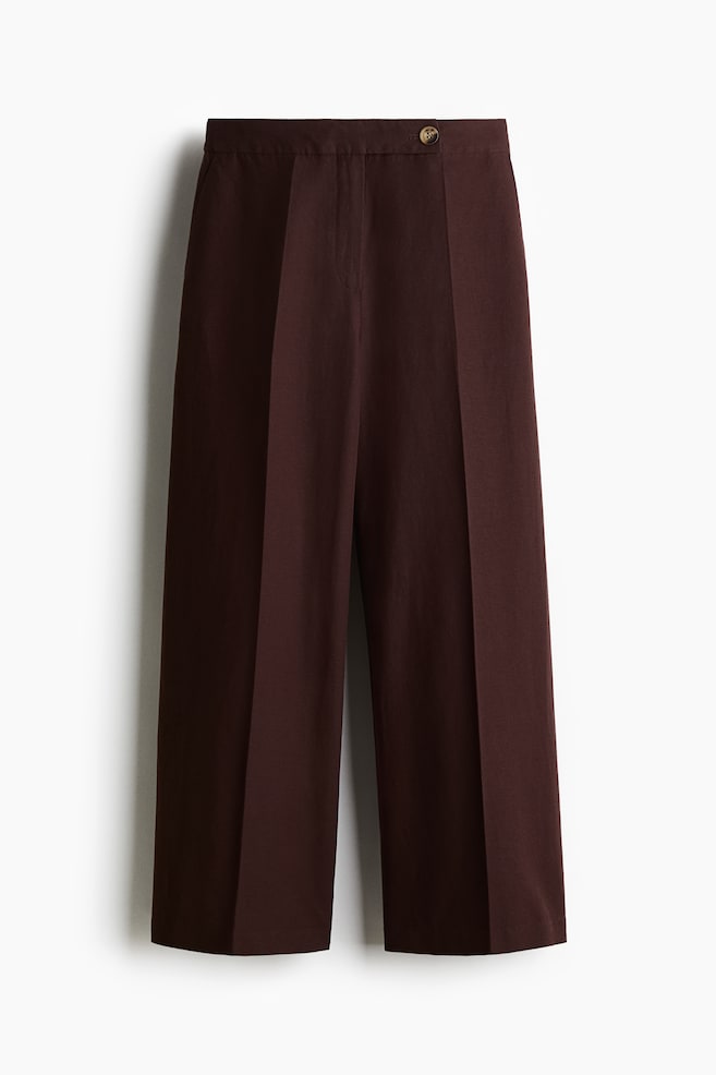 Tailored Linen Blend Pants - Dark brown/White/Dark grey/Black/Light beige - 1