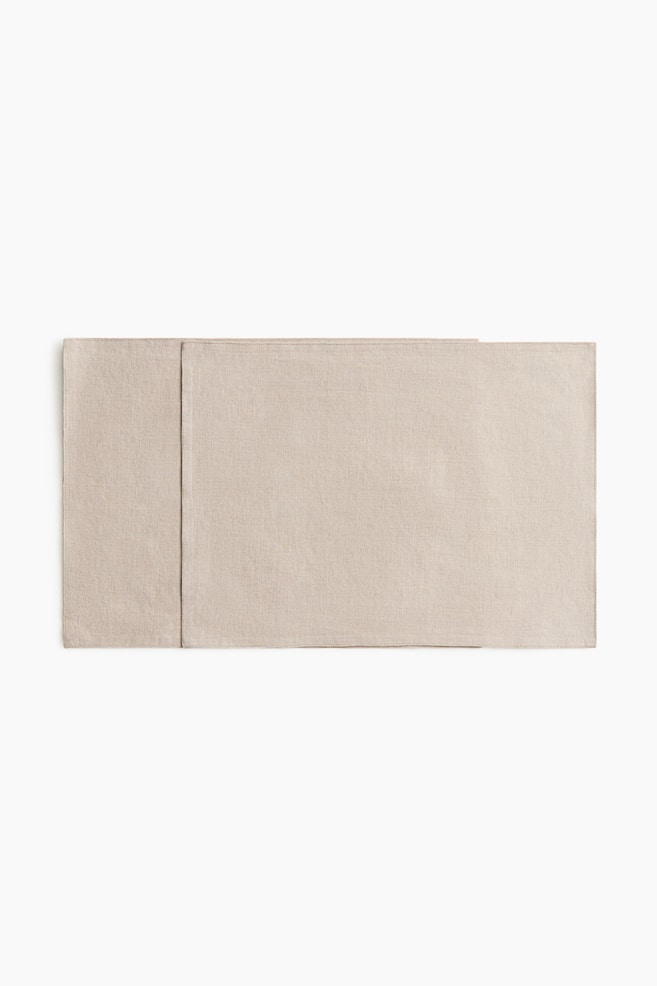 2-Pack Linen Placemats - Beige - 1