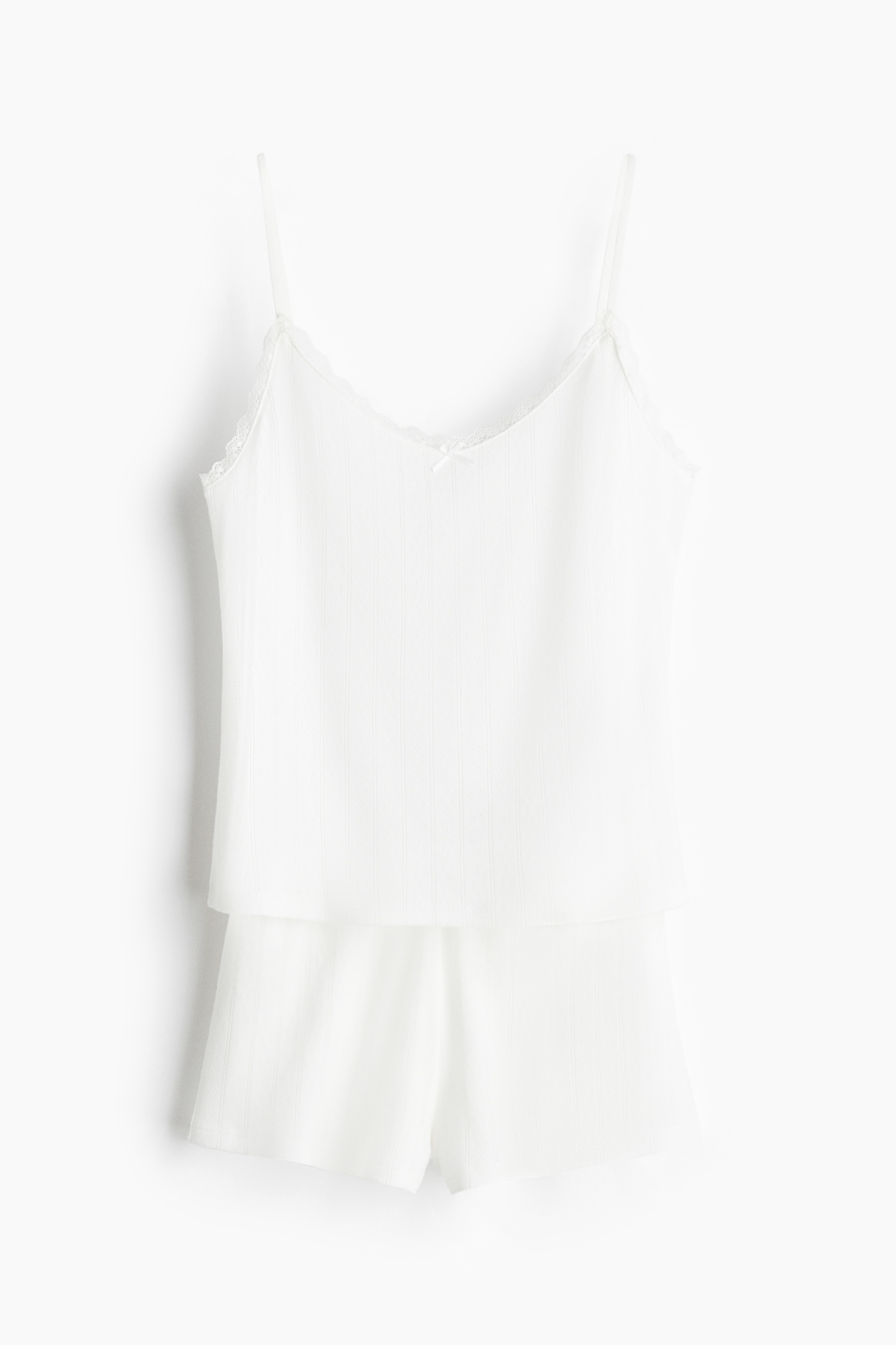 Cotton Pointelle Pyjama Set - White/Pale turquoise/White/Floral/Powder pink/Light yellow