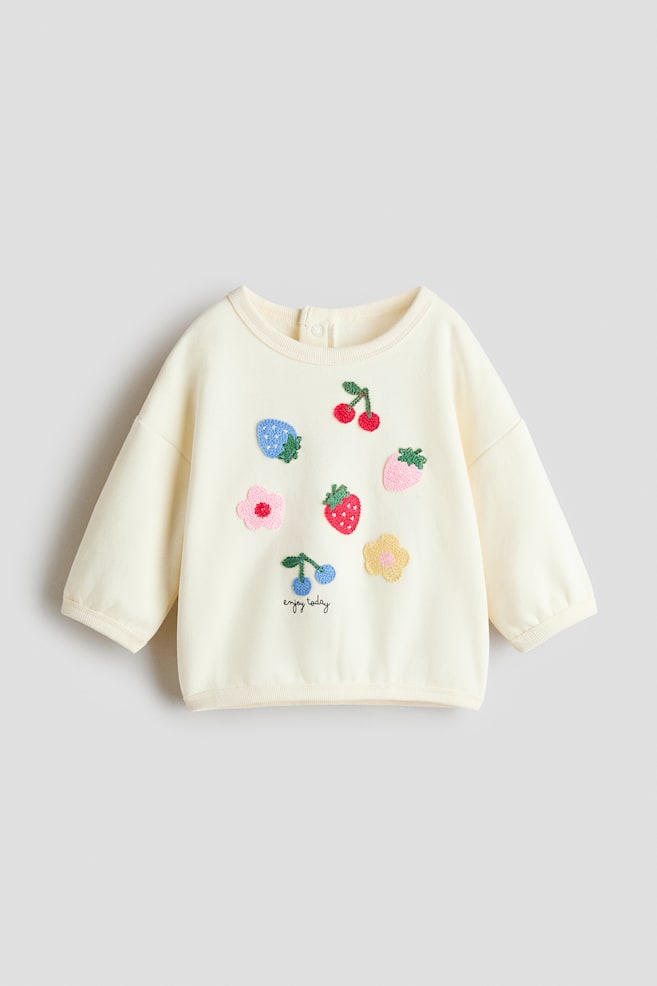 Sudadera con diseño - Crema/Frutas/Verde tenue claro/Flores - 1