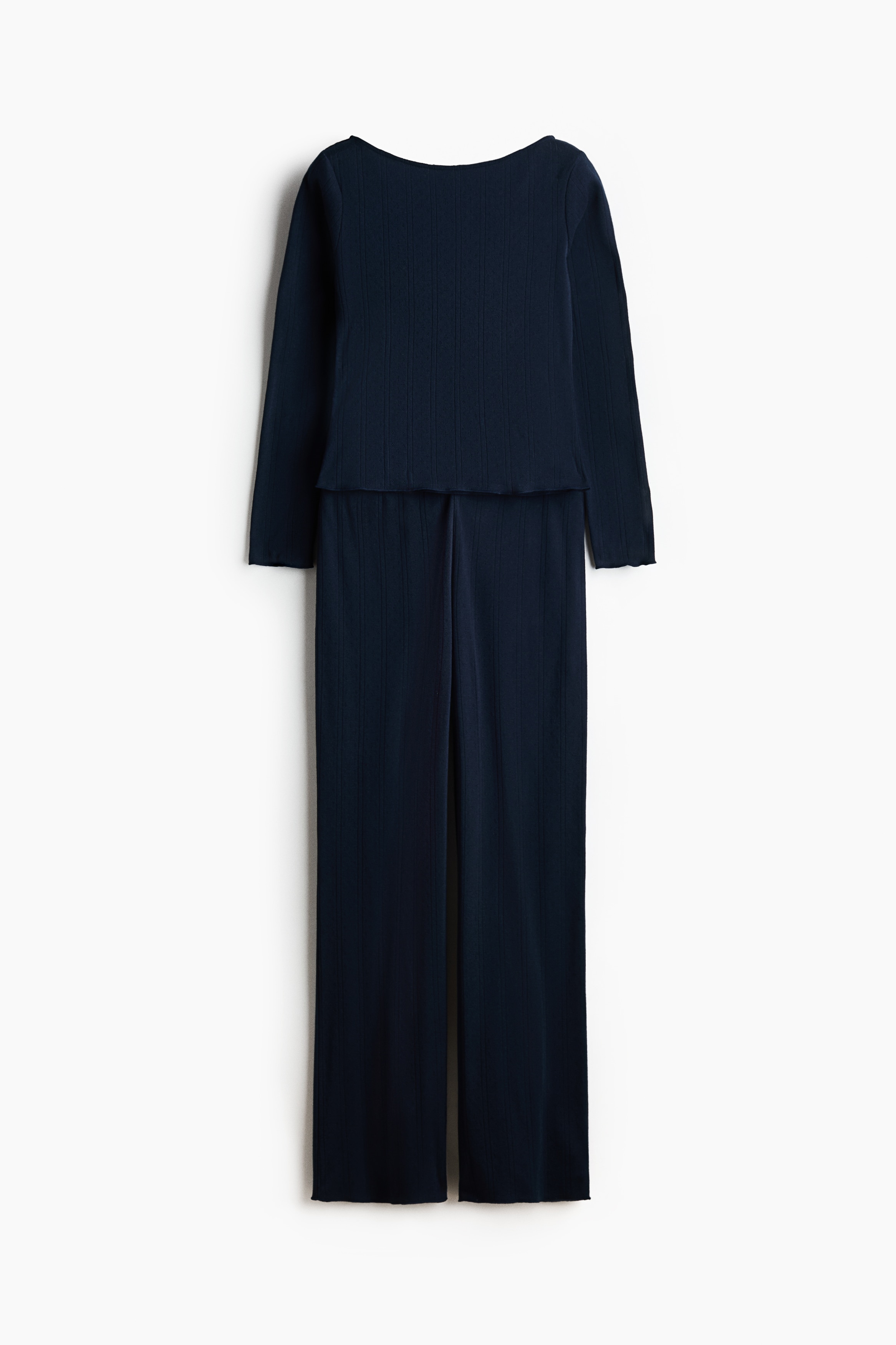Pijama em pointelle de algodão - Azul marinho