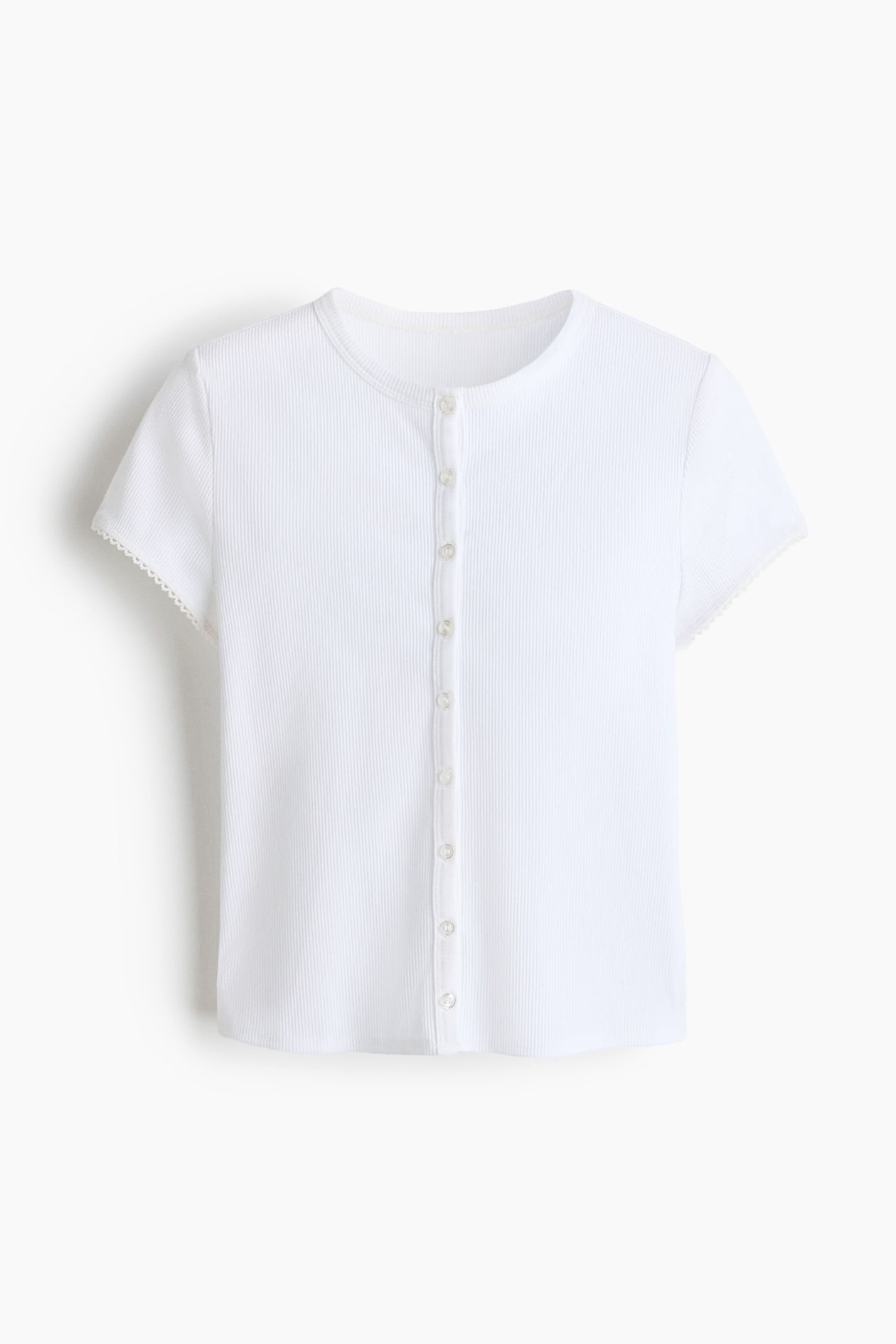 Ribbed Button-Front Top