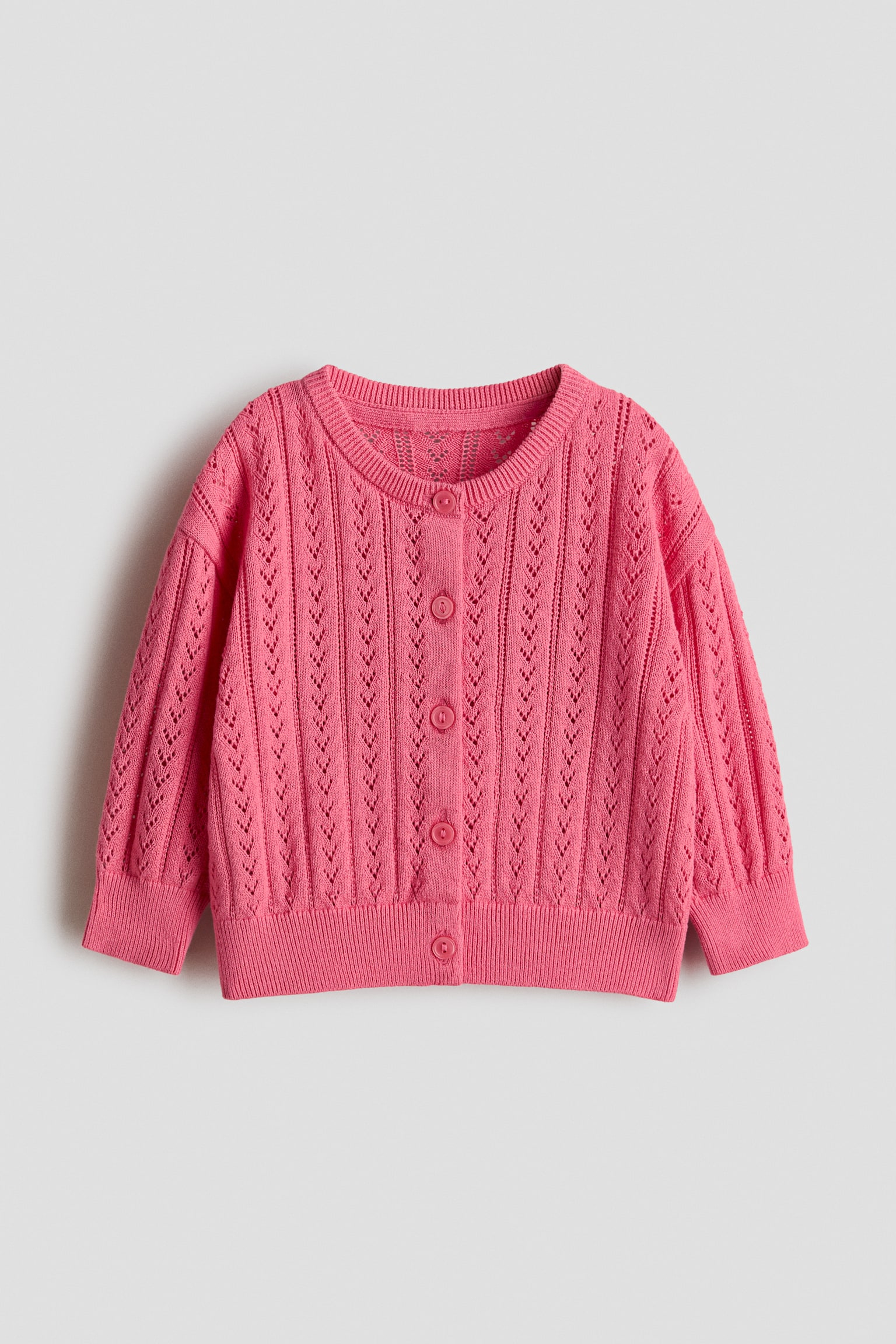 Pattern-knitted cotton cardigan - Hot pink/Light blue/Hearts/White/Light pink/Light pink/Cream/Yellow/Beige - 1