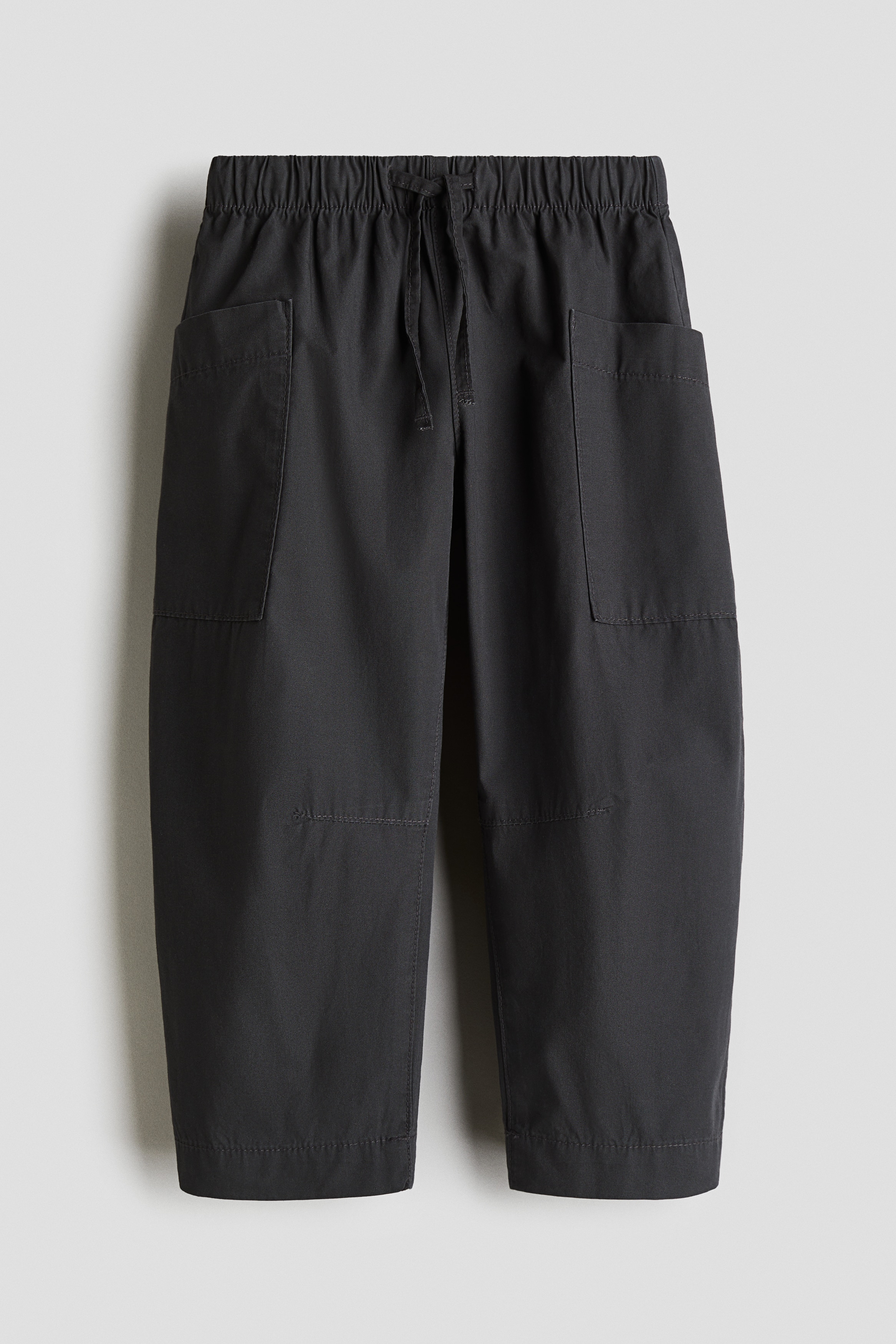 Tynnyrilahkeiset puuvillahousut - Tummanharmaa/Vaaleanbeige/Persikka