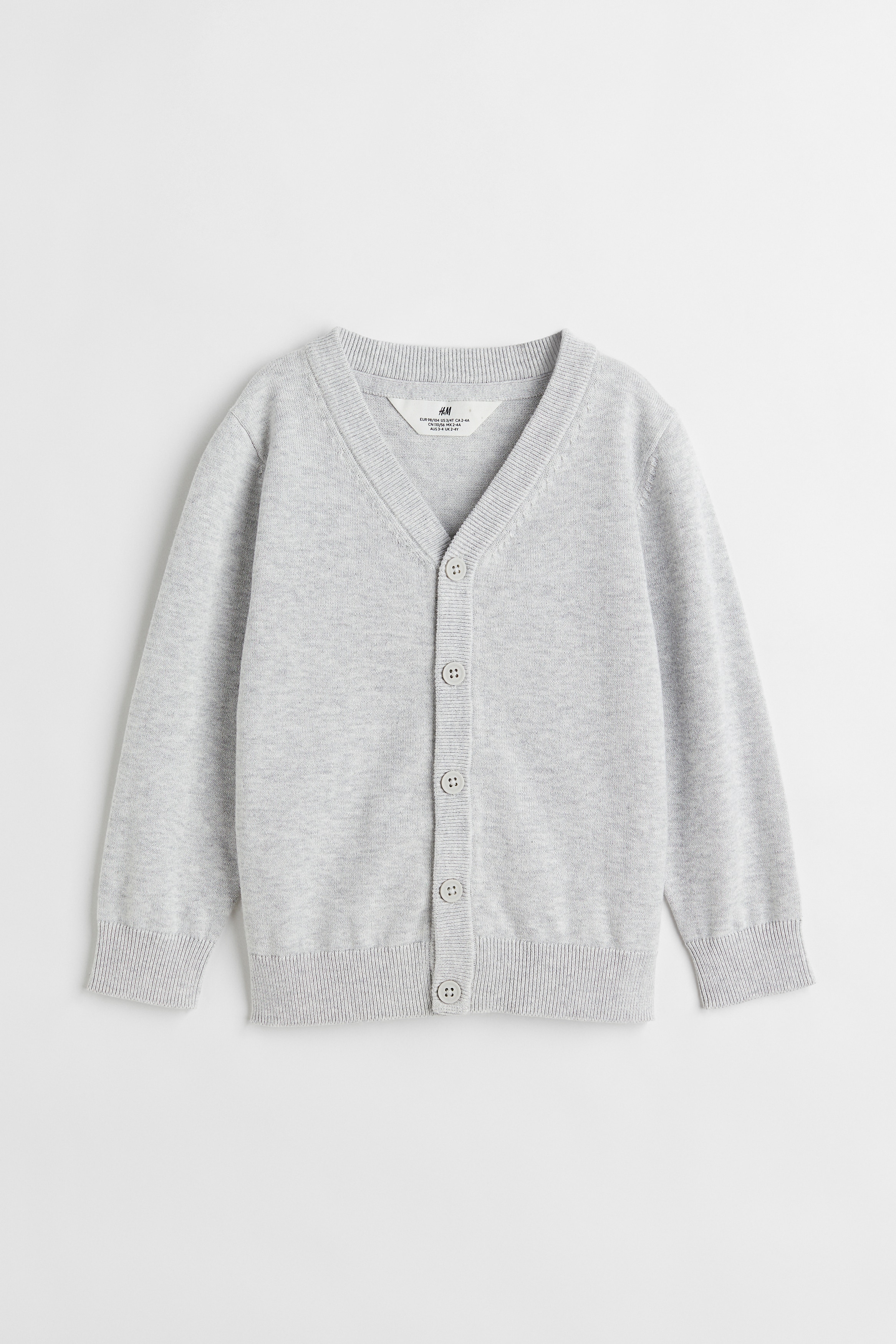 Fine-knit Cotton Cardigan - Light gray melange - Kids | H&M US