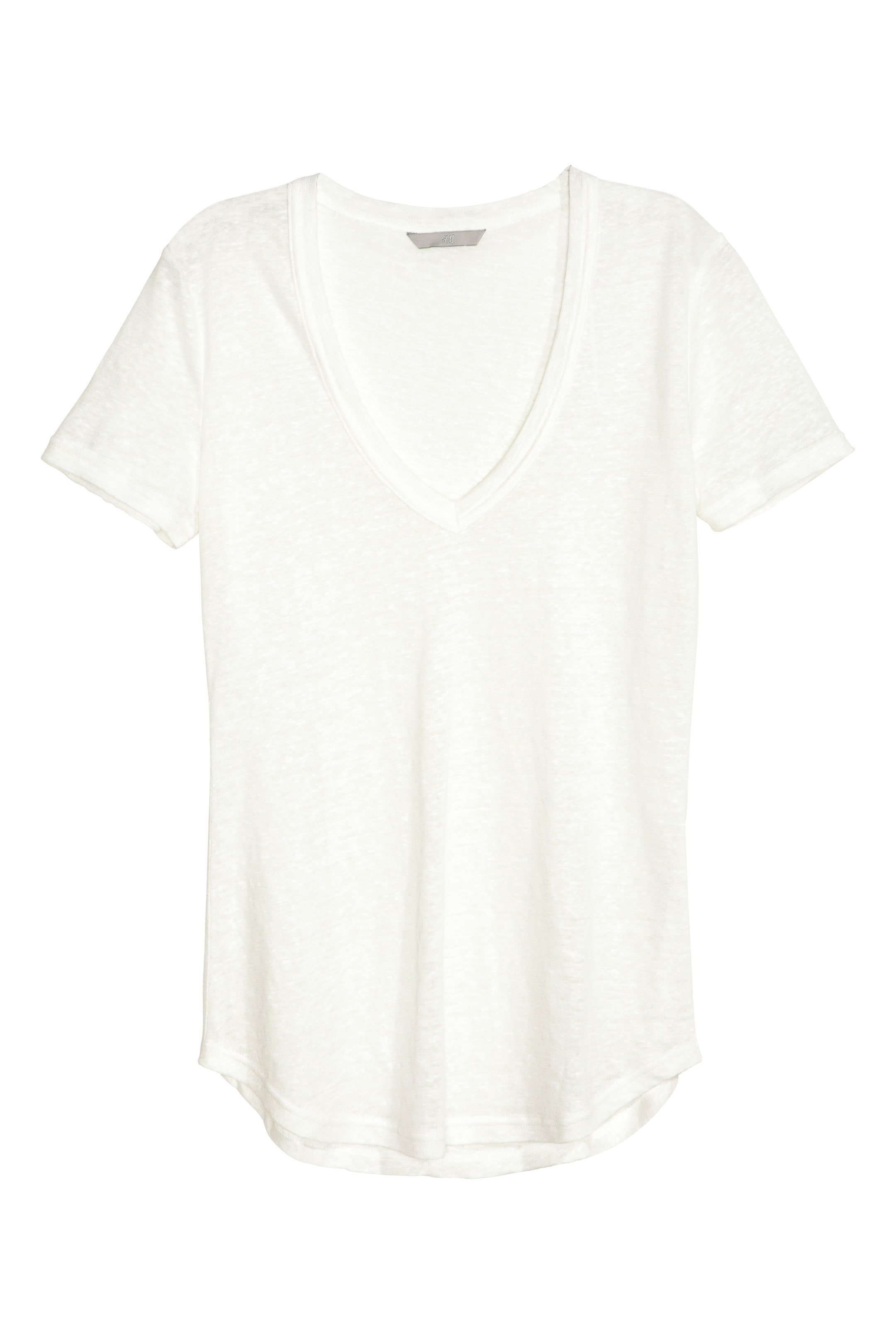 View larger image: Linen jersey top - Natural white - Ladies | H&M GB 1