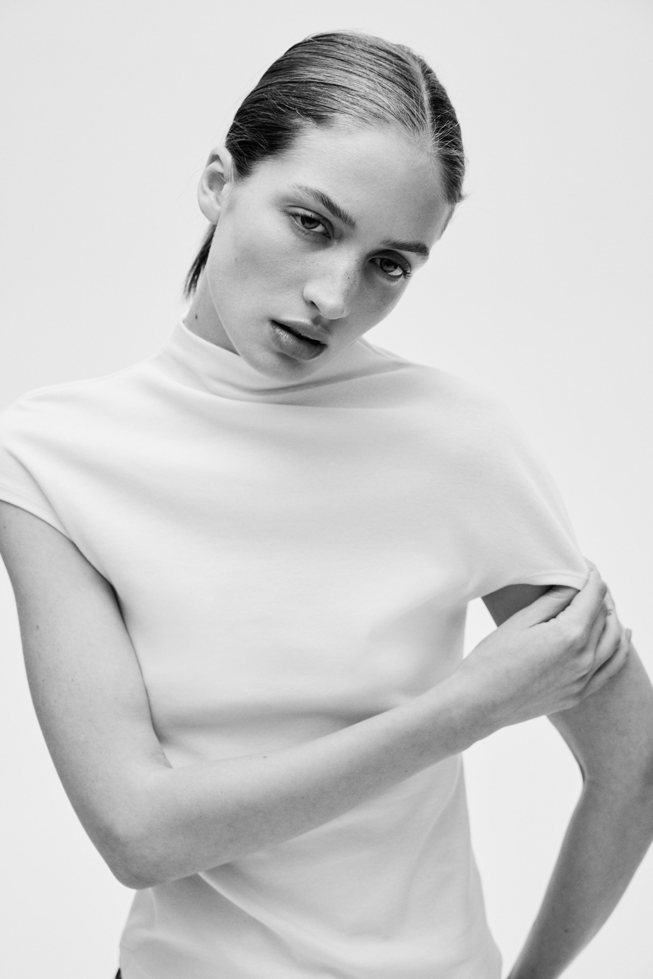 Stand-Up Collar Jersey Top