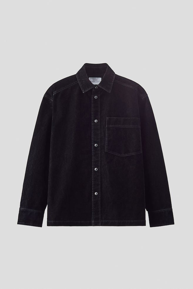 Brushed Twill Overshirt - Black/Burnt orange - 1