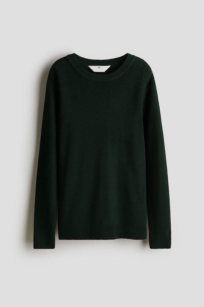 Pull en maille côtelée - Vert foncé/Bleu marine/Beige clair - 1