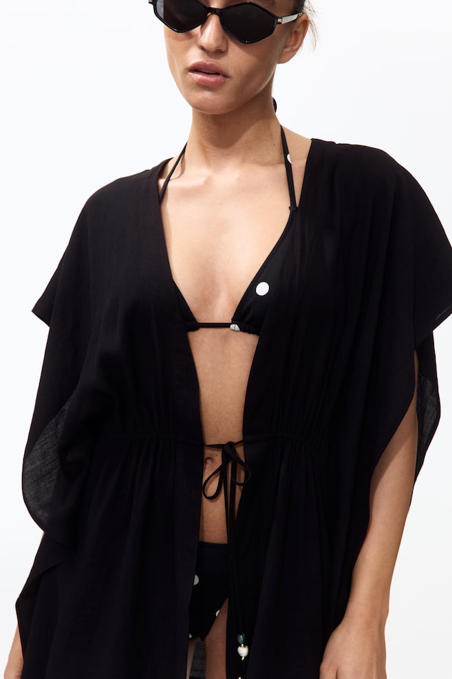 Beach kaftan dress - Black/Dark brown/Cream - 3