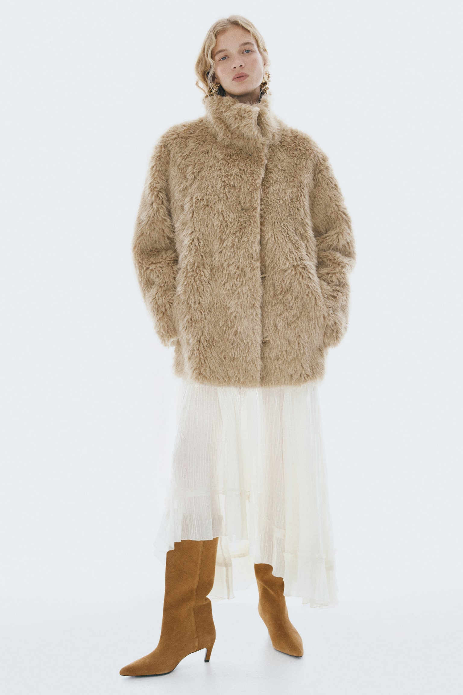 Knee-high leather boots - Beige/Black/Faux crocodile/Dark brown/Burgundy - 5