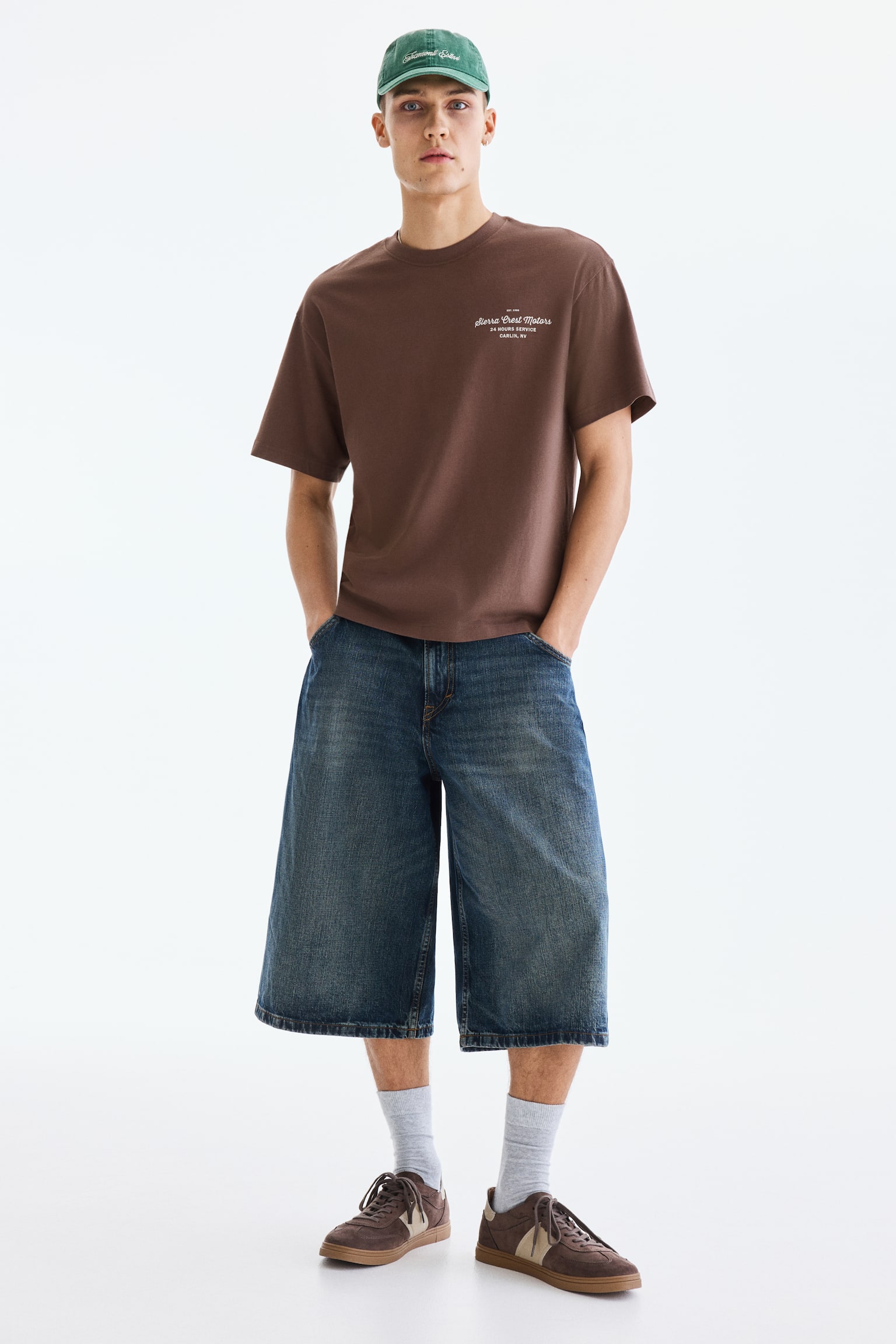 Loose Fit Printed T-shirt-Brown/Sierra Crest Motors - 4