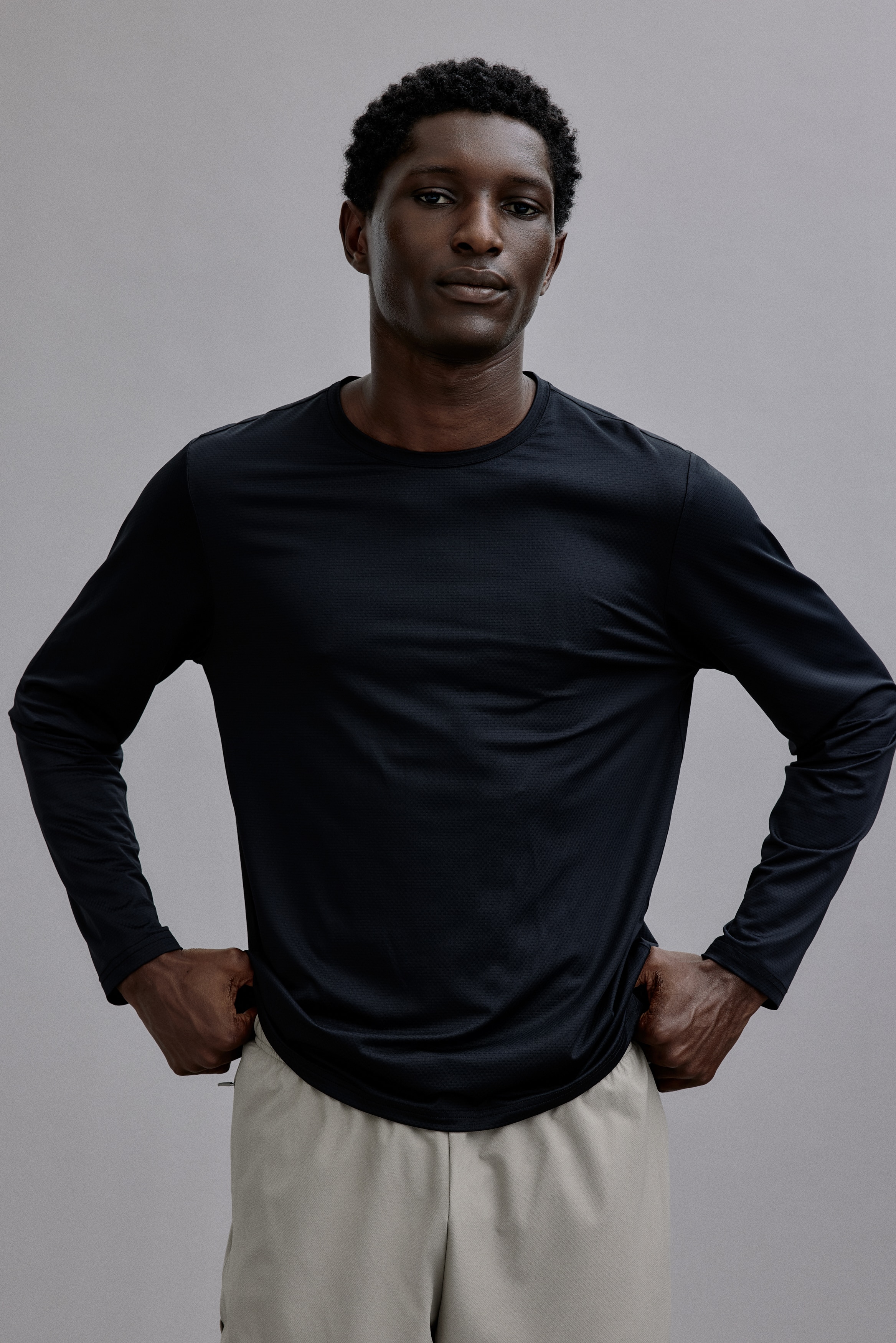 長袖スポーツトップス DryMove™ - ブラック/ダスティグリーン/ライトグレー/ライトバーガンディ