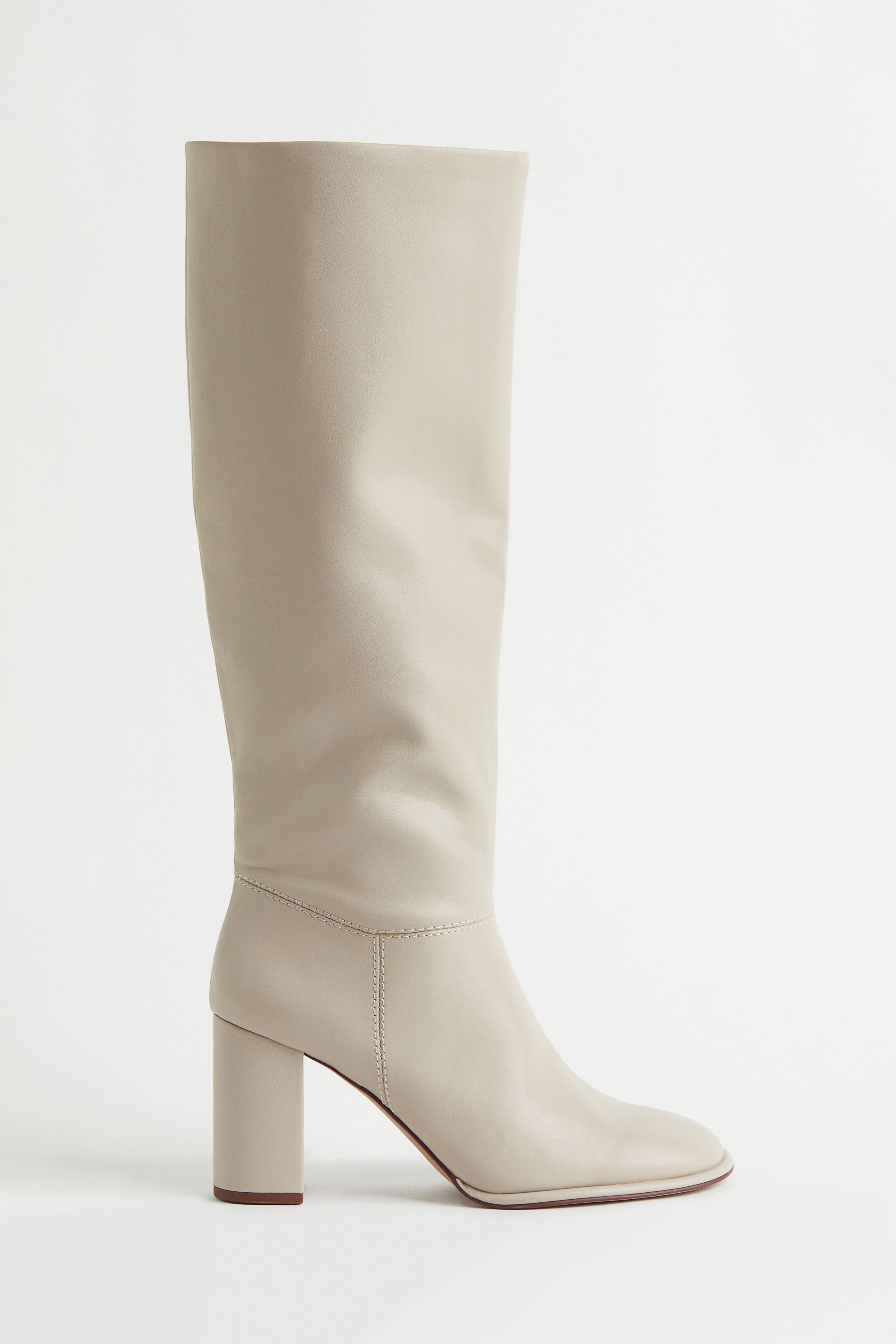 Beige knee high boots best sale