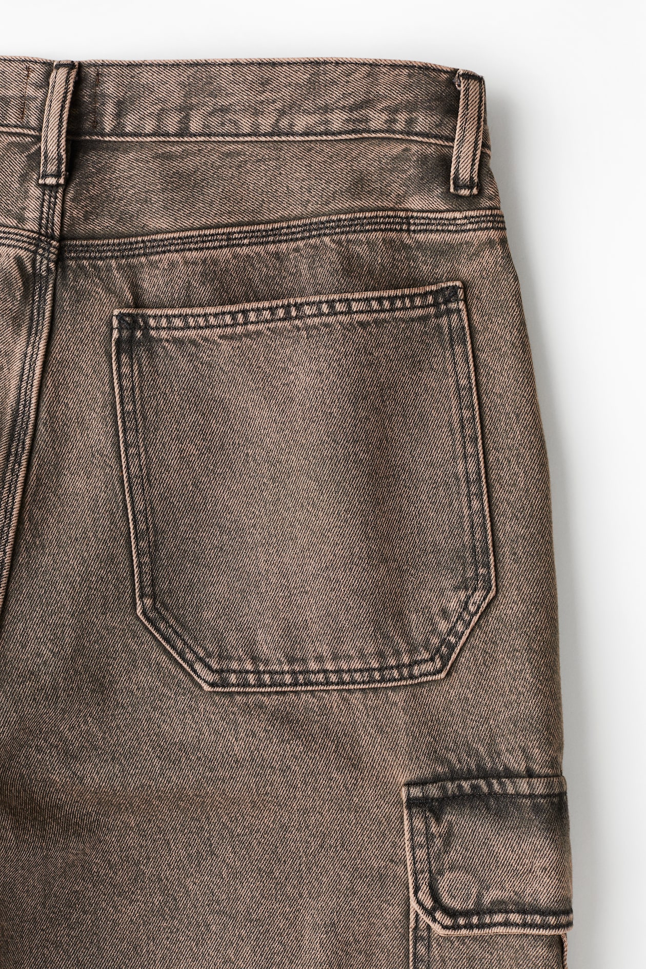 Men Tan Brown Side Pocket Baggy Cargo Jeans