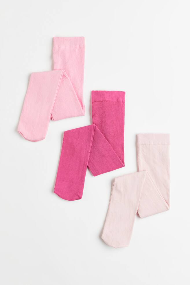 3-pack fine-knit tights - Pink/Black/Grey marl/Navy blue/Pink/Light beige/Light yellow/Cerise