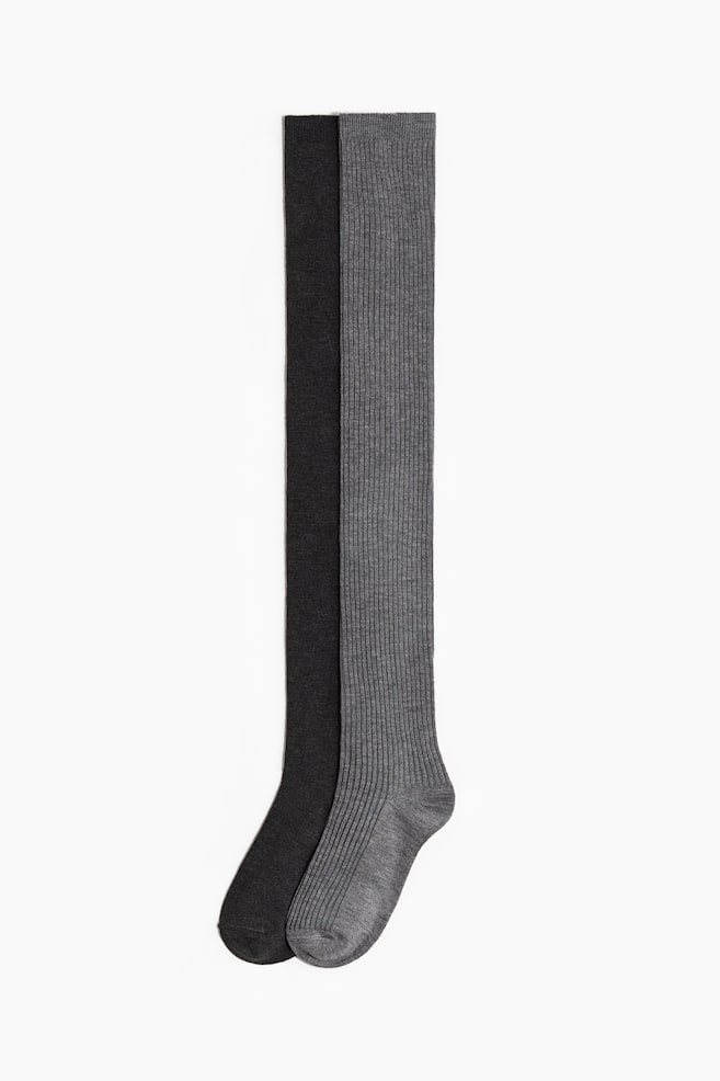 2-pack over-the-knee socks - Grey marl/Dark grey/Beige marl/Dark brown/Black - 1