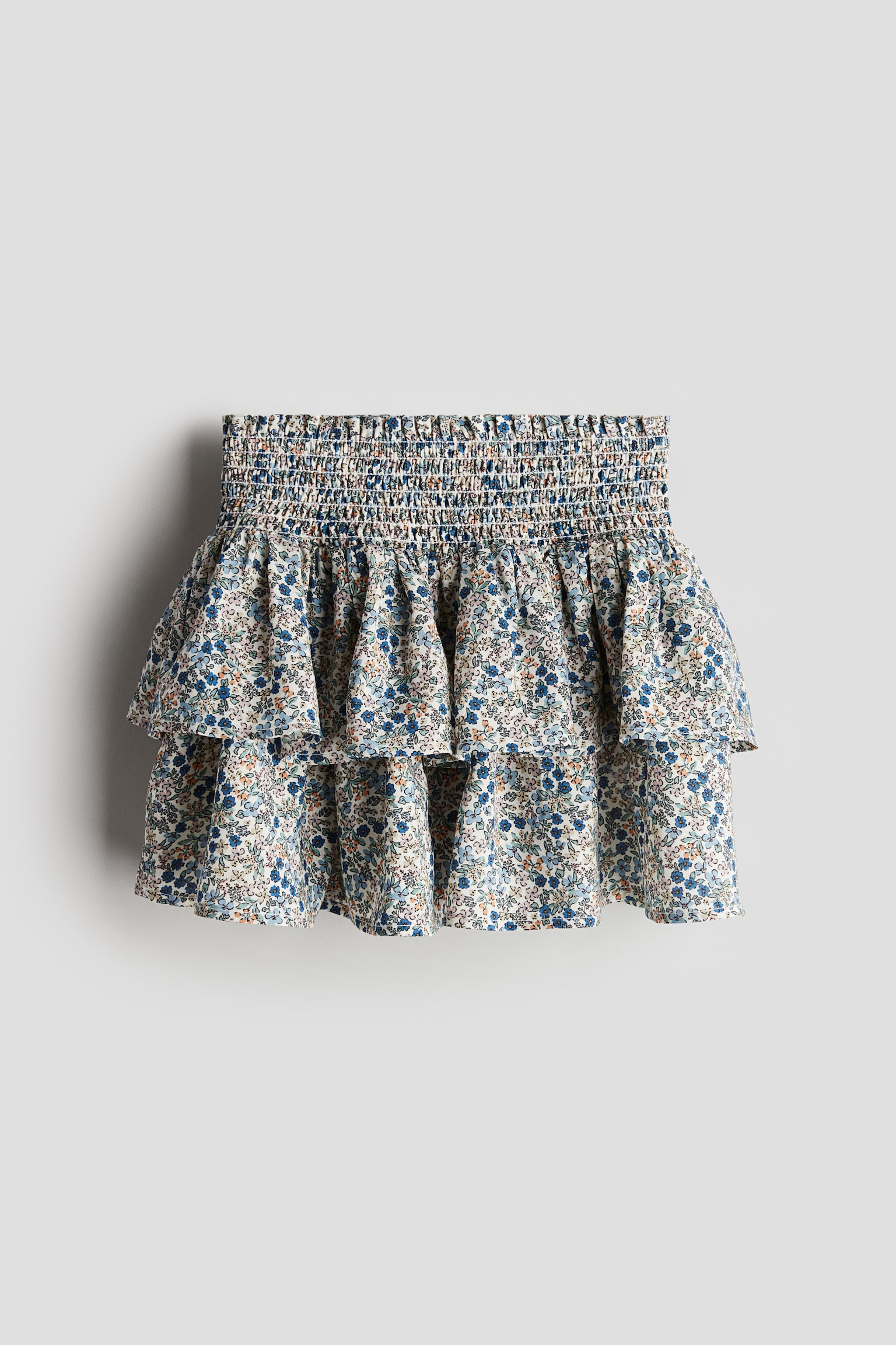 Flounce Muslin Skirt - Blue/Floral/Navy blue - 1