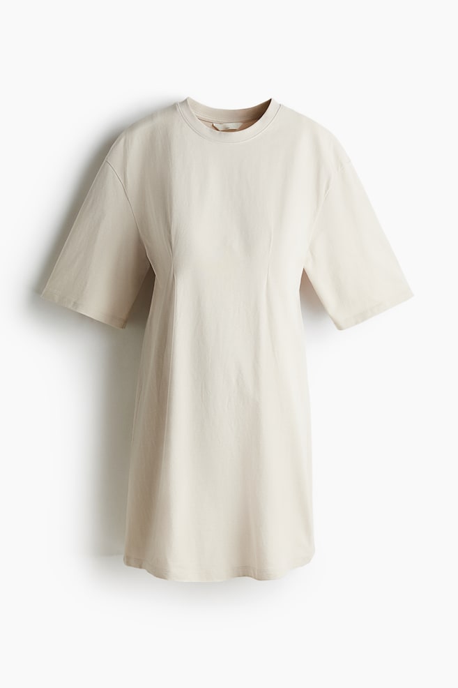 MAMA T-Shirt-Kleid - Hellbeige/Rot - 1