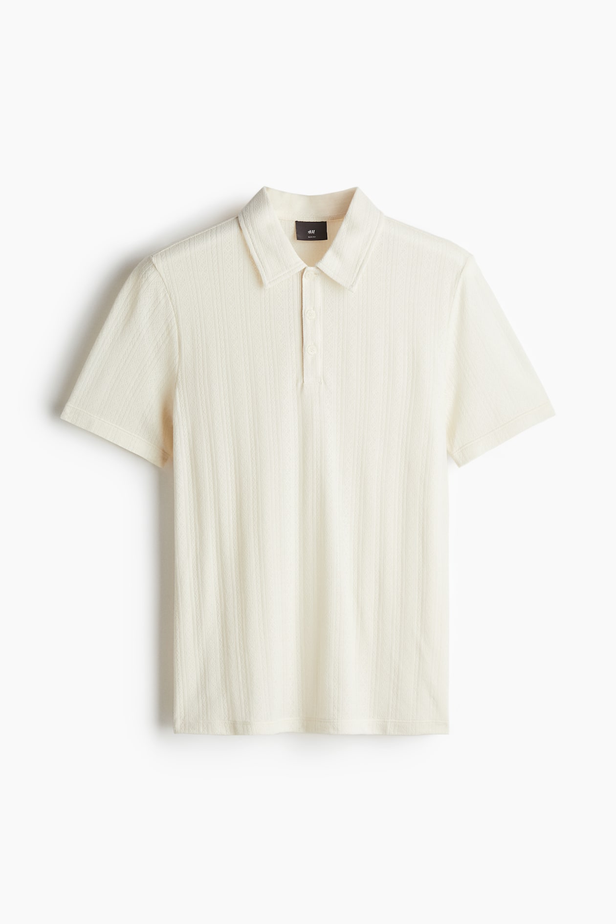Slim Fit Textured jersey polo shirt Cream Men H&M IN