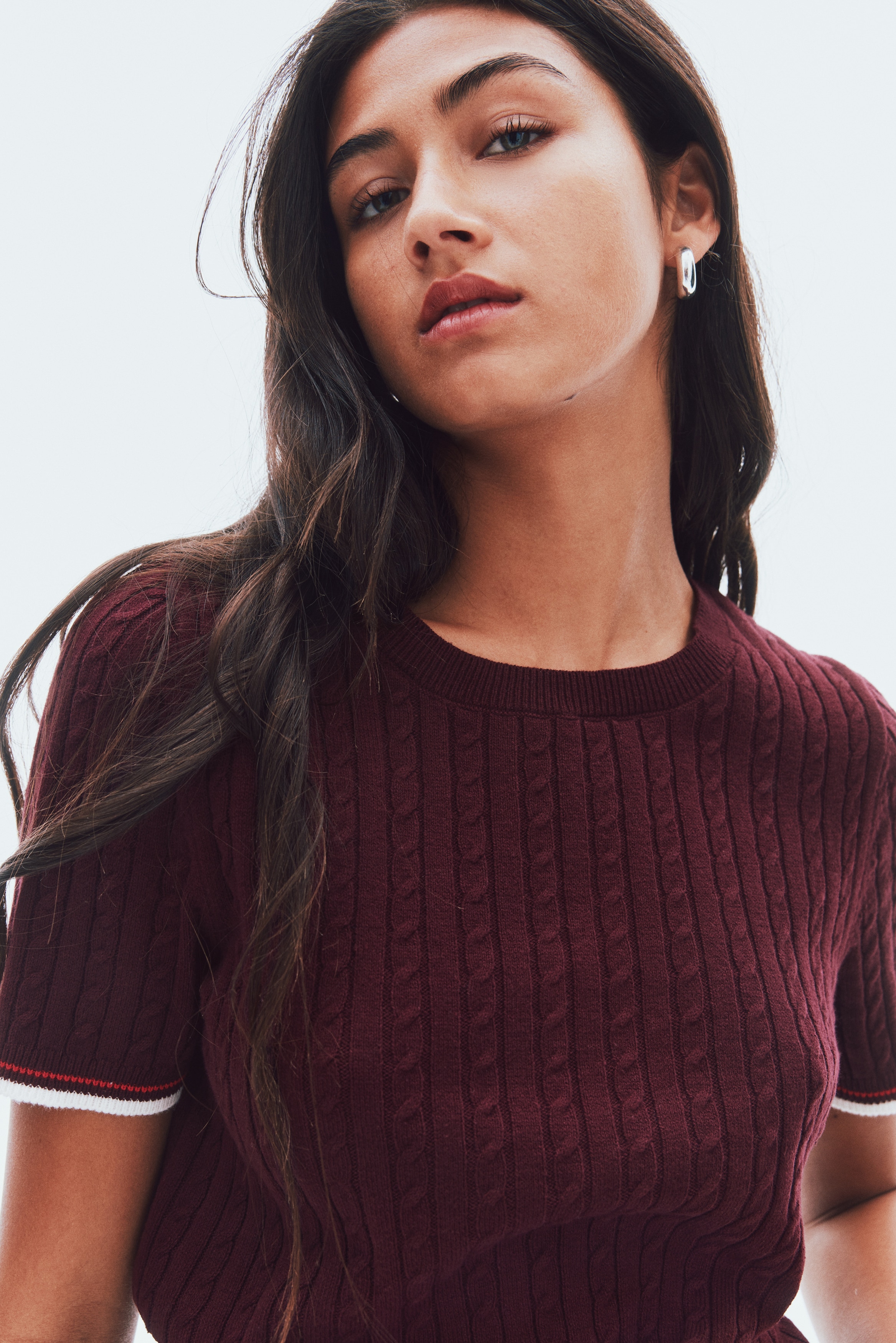 Cable-knit T-shirt