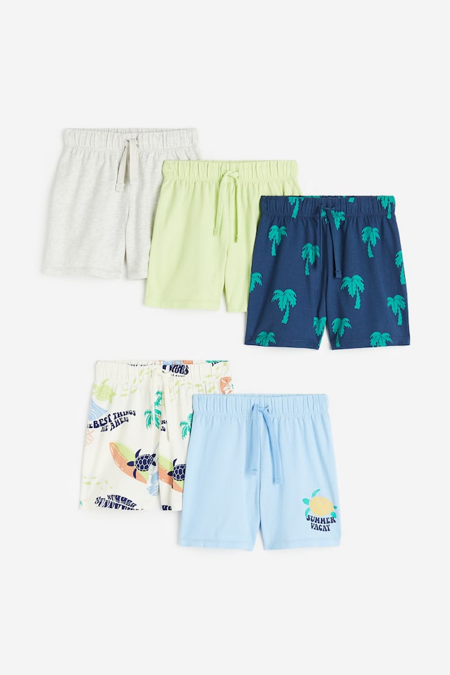 5-pack pull-on shorts - Blue/Summer Vacay/Green/Animals/Turquoise/Skate - 1