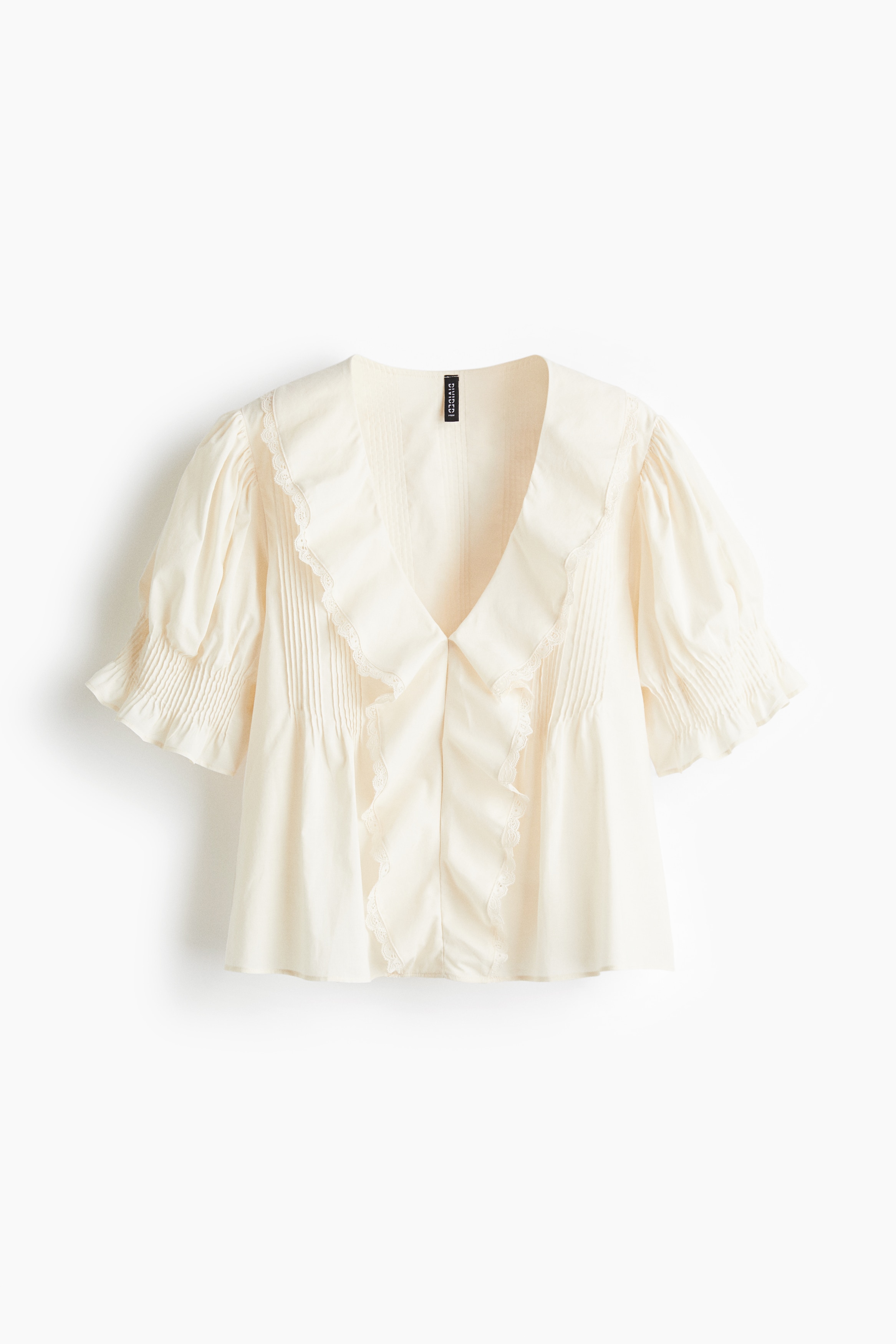 Baumwollbluse mit Biesenfalten - Cremefarben