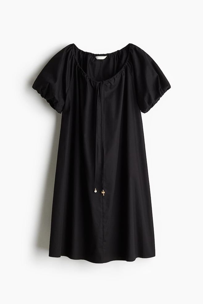 Vestido con cordón de ajuste - Negro/Negro/Estampado de hojas/Blanco/Estampado verde/Blanco - 1