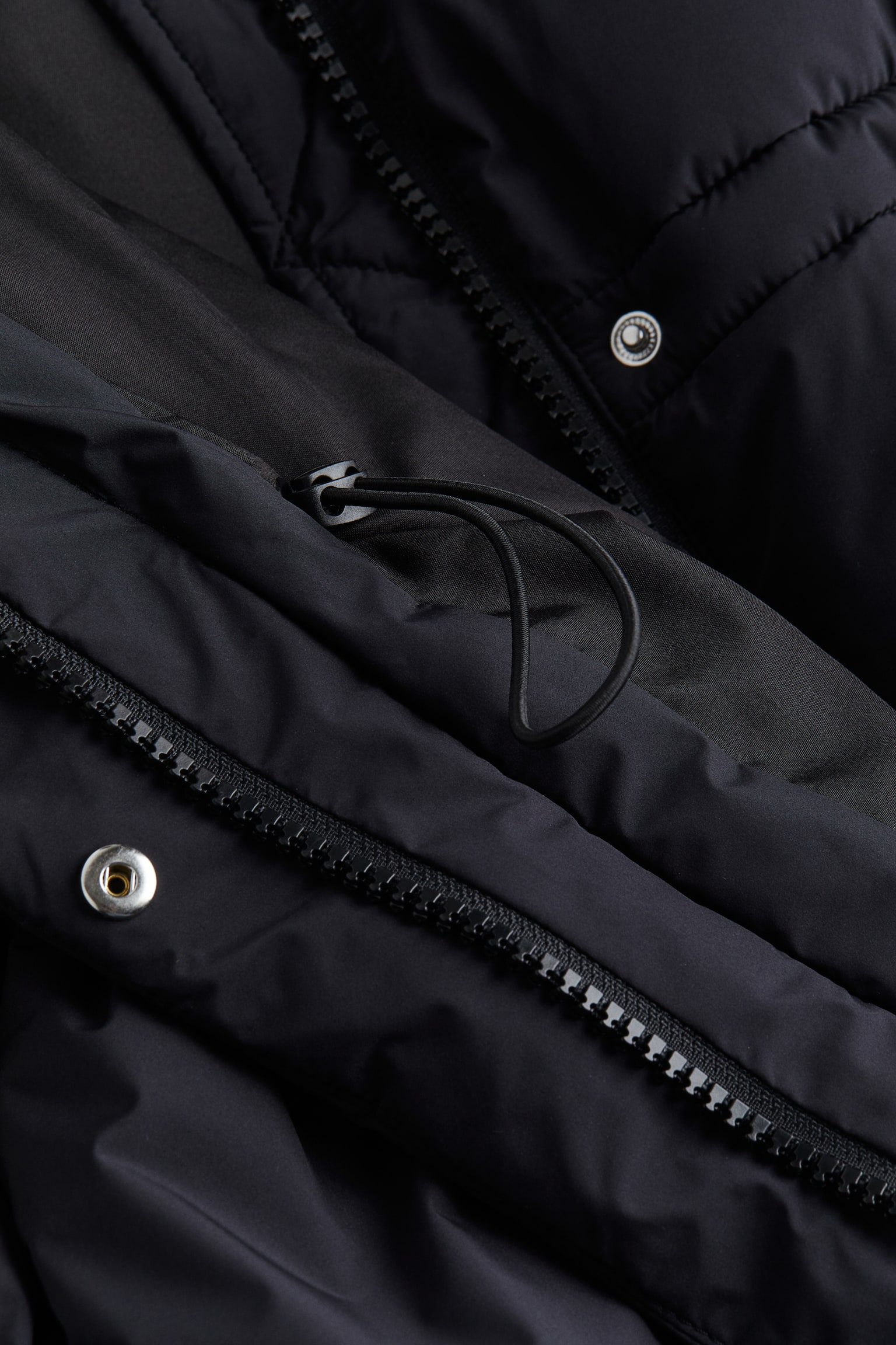 Hooded Puffer Jacket - Black/Navy blue - 2