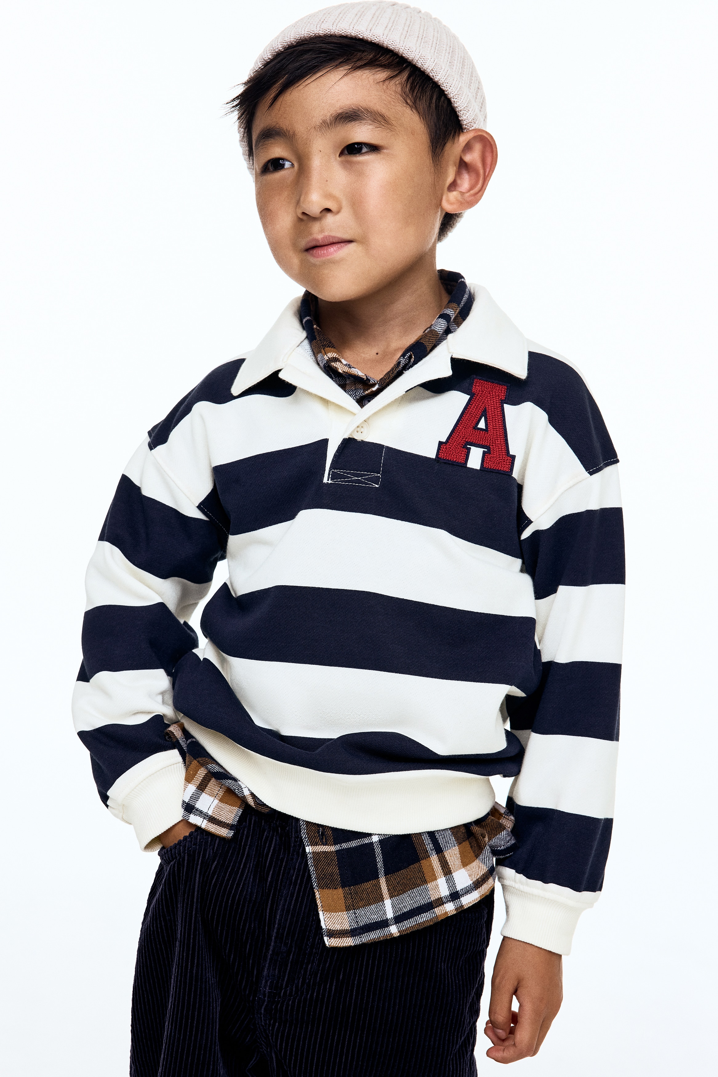 H & M - アップリケディテールラガーシャツ - ホワイト H & M - アップリケディテールラガーシャツ - ホワイト