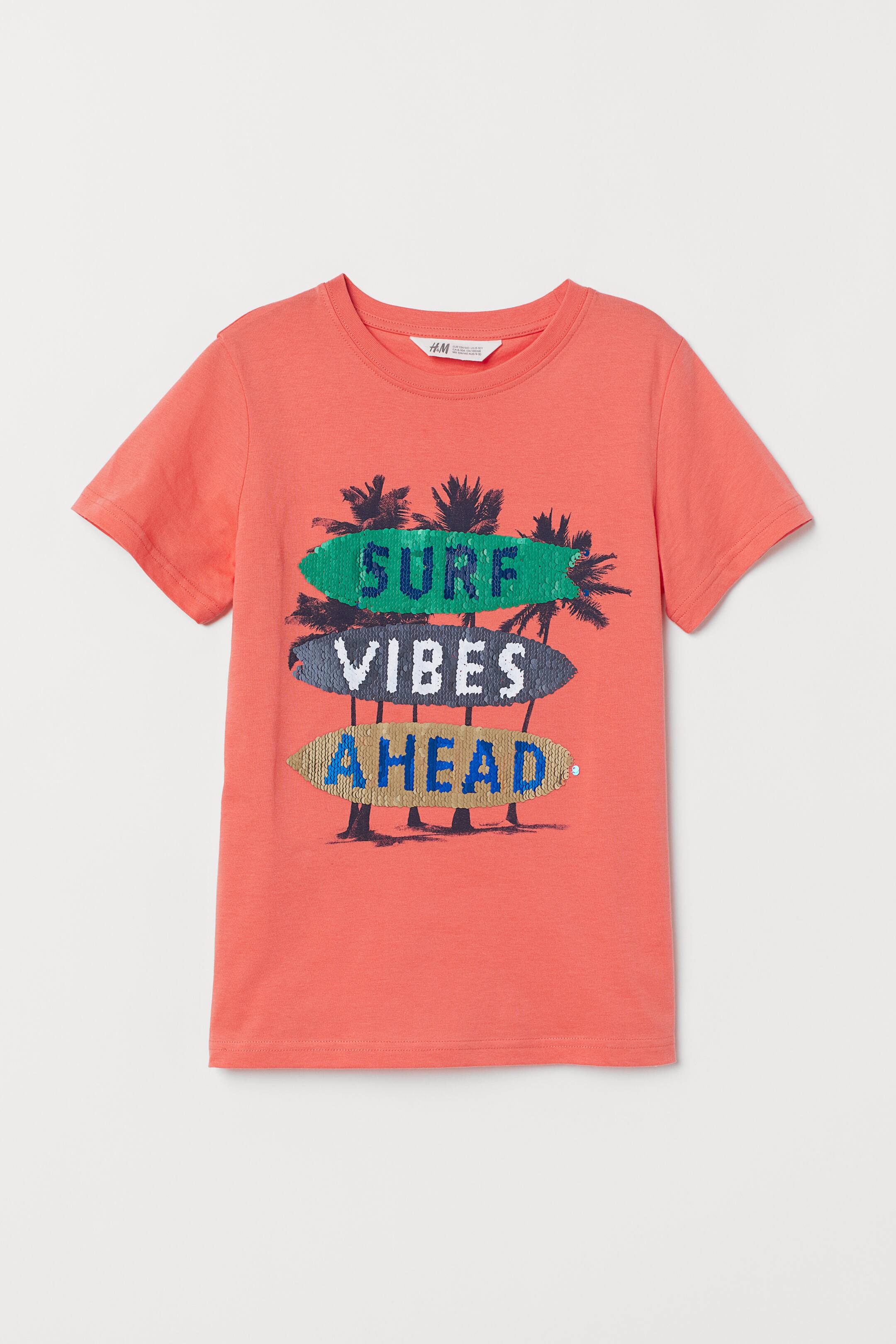 Zobrazit větší obrázek: Tričko s převracecími flitry - Korálová/Surf - DĚTI | H&M CZ 1