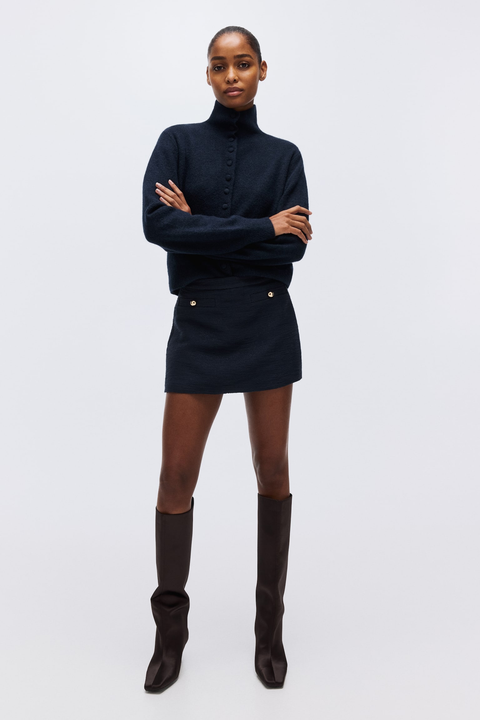 Skort - Navy blue/Light beige/Checked - 5