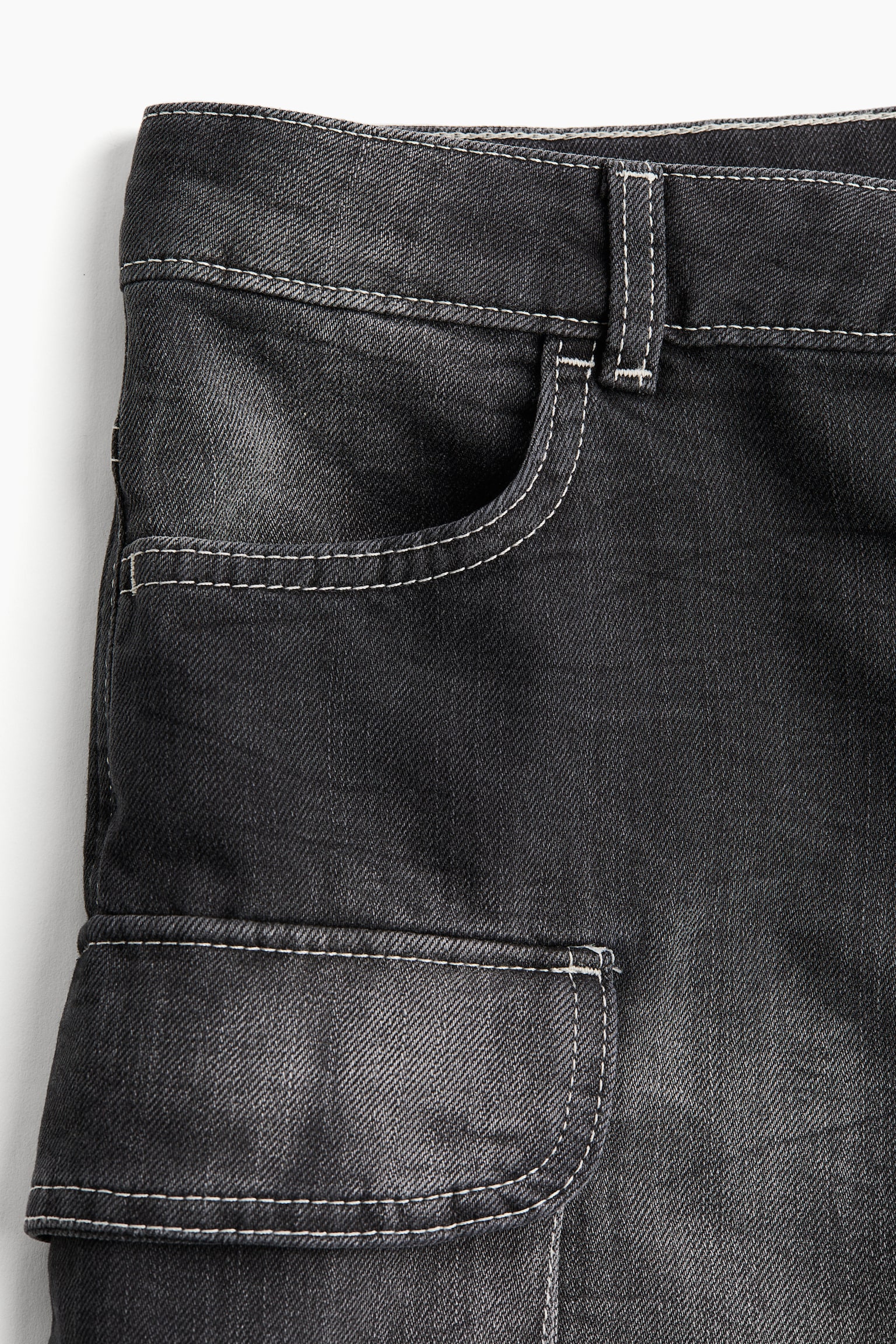 Regular Denim cargo shorts - Black/White/Dark greige - 6