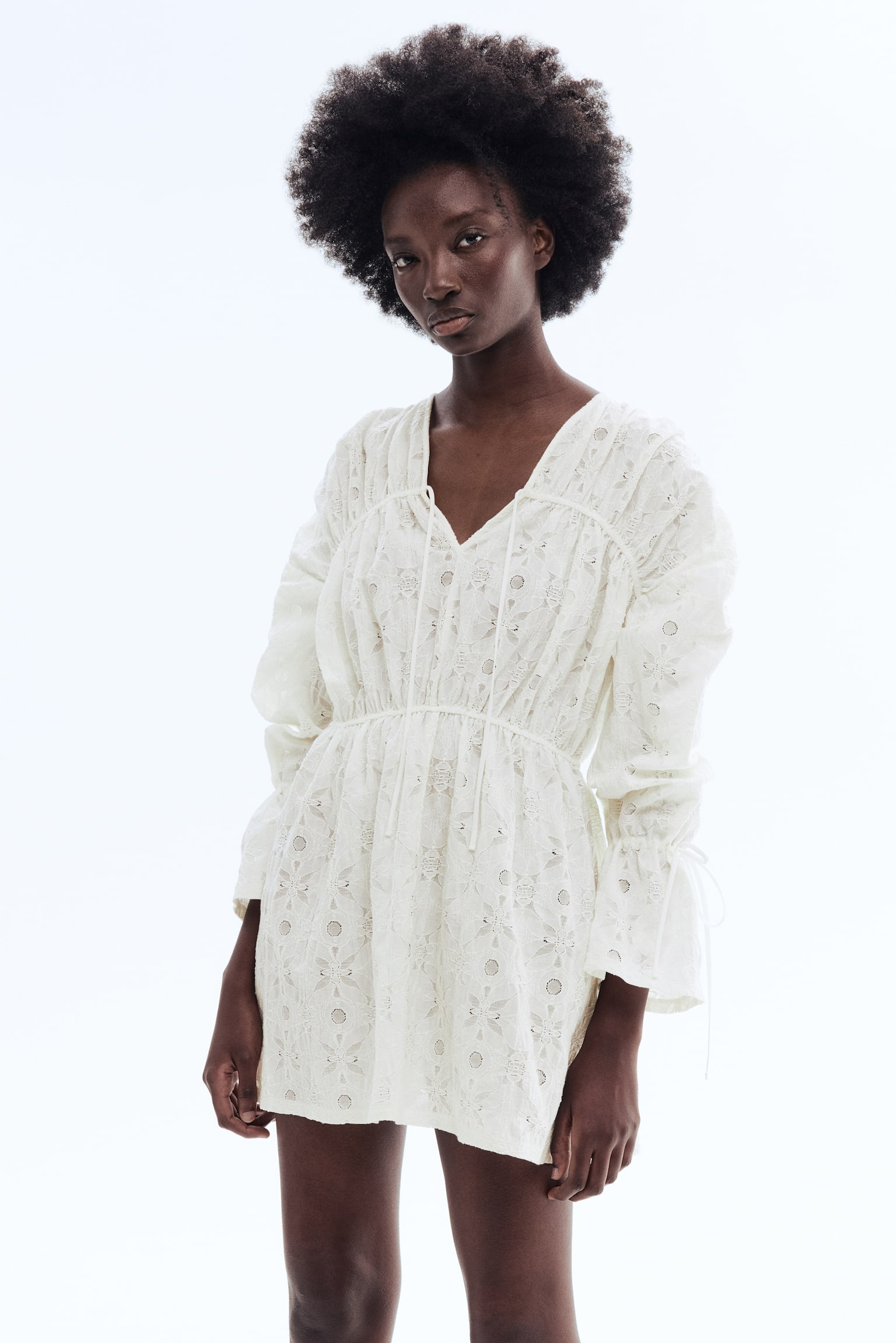 Lace mini dress - White - 6