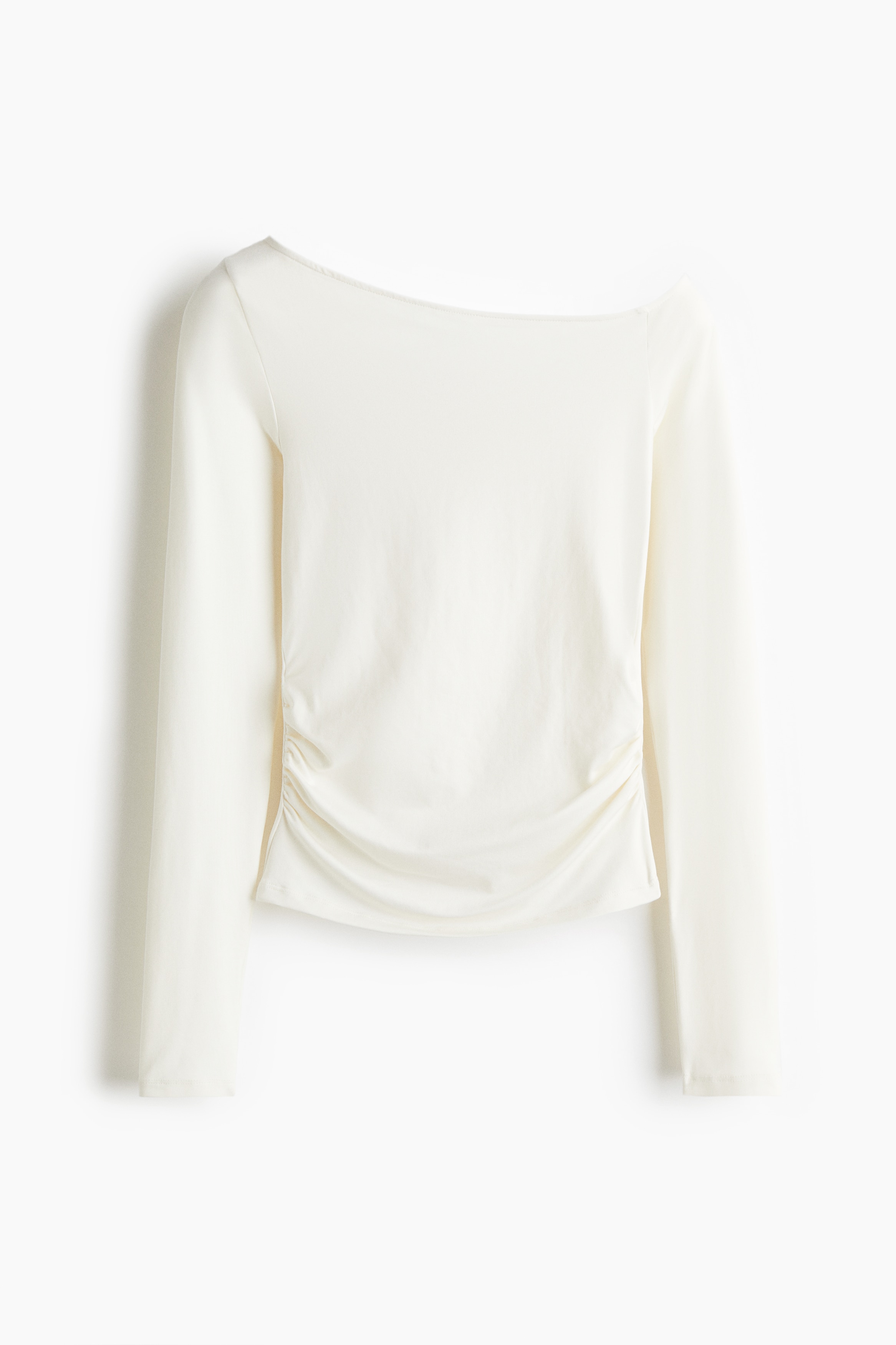 Poimutettu one shoulder -pusero - Valkoinen/Laivastonsininen