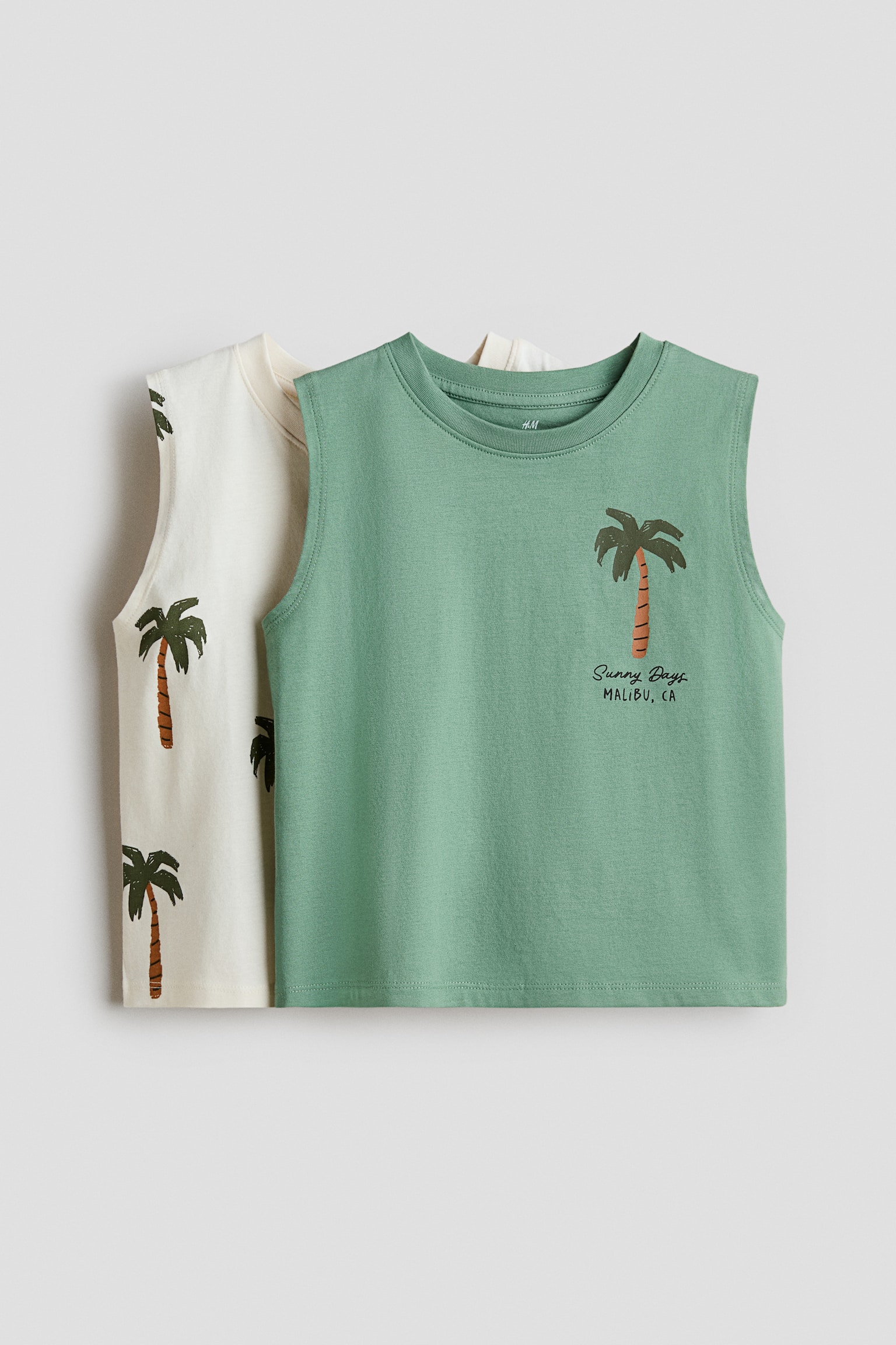 2-pack printed vest tops - Green/Palm Tree/Turquoise/Summer Crew