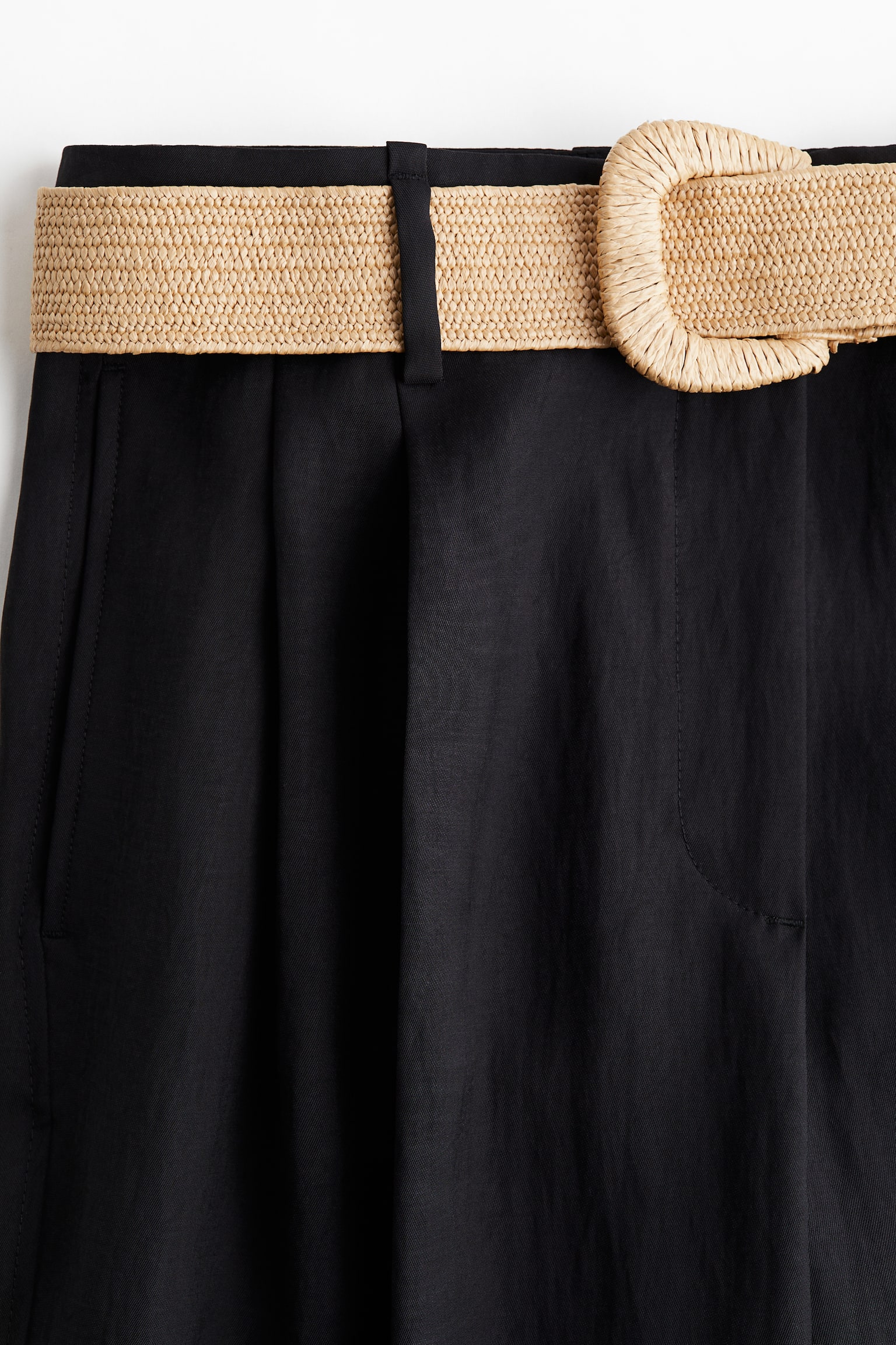 Женские брюки H&M Wide-Leg Pants with Belt, цвет: Чёрный — фото 3